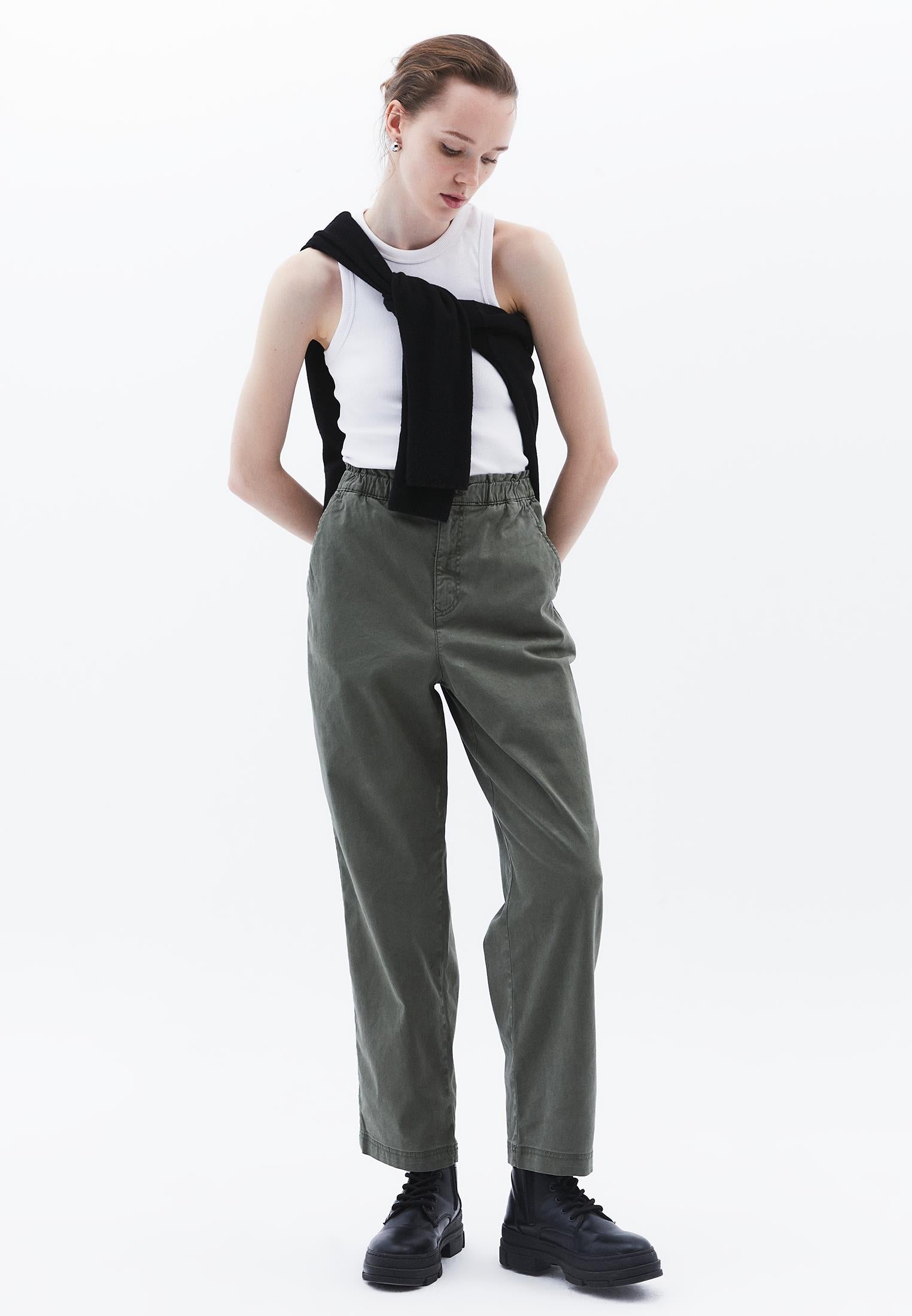 High Waist Carrot Pants - ANTIK MULLED BASIL