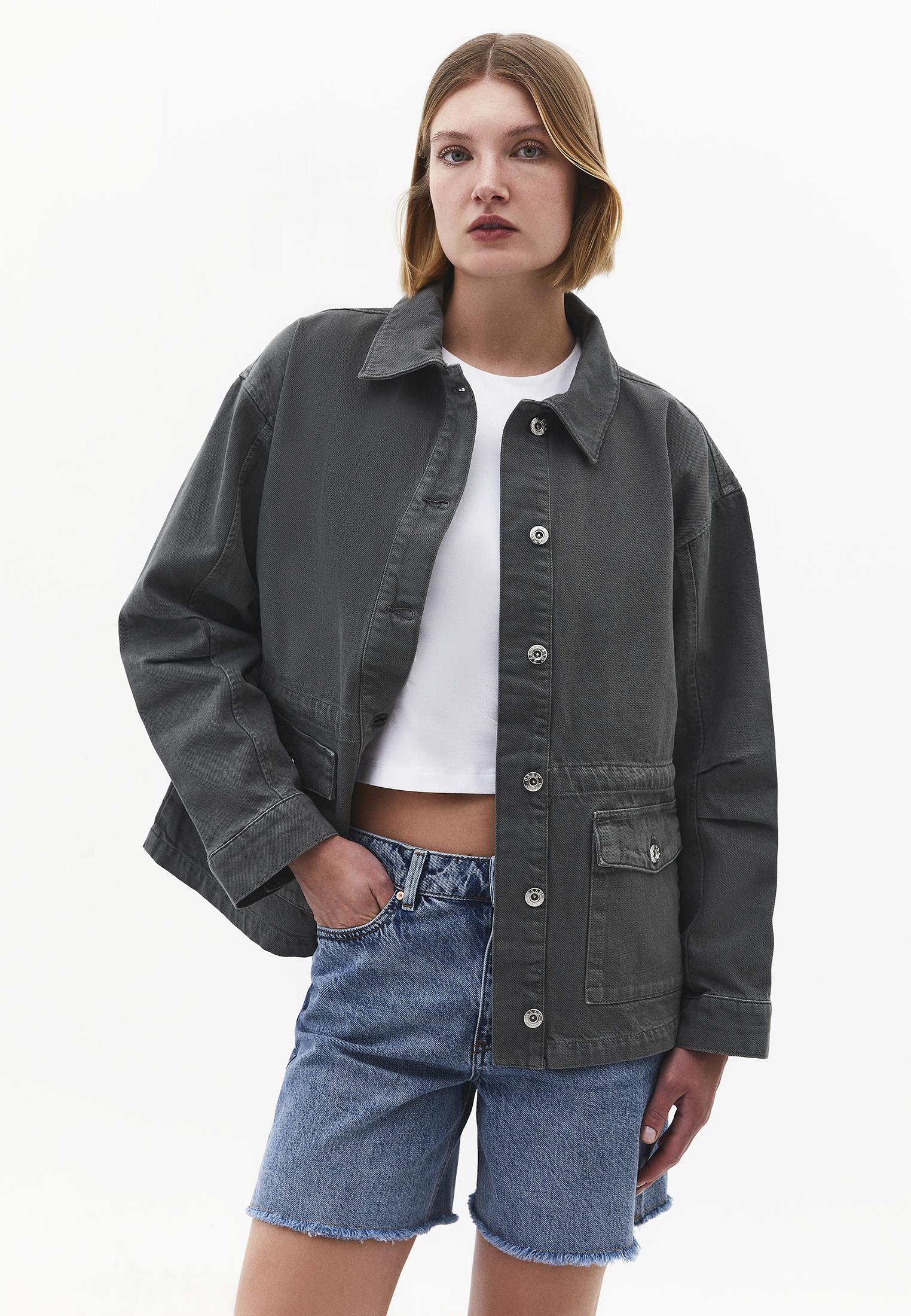 Loose Fit Pocket Detailed Long Sleeve Jacket - ANTIK MULLED BASIL