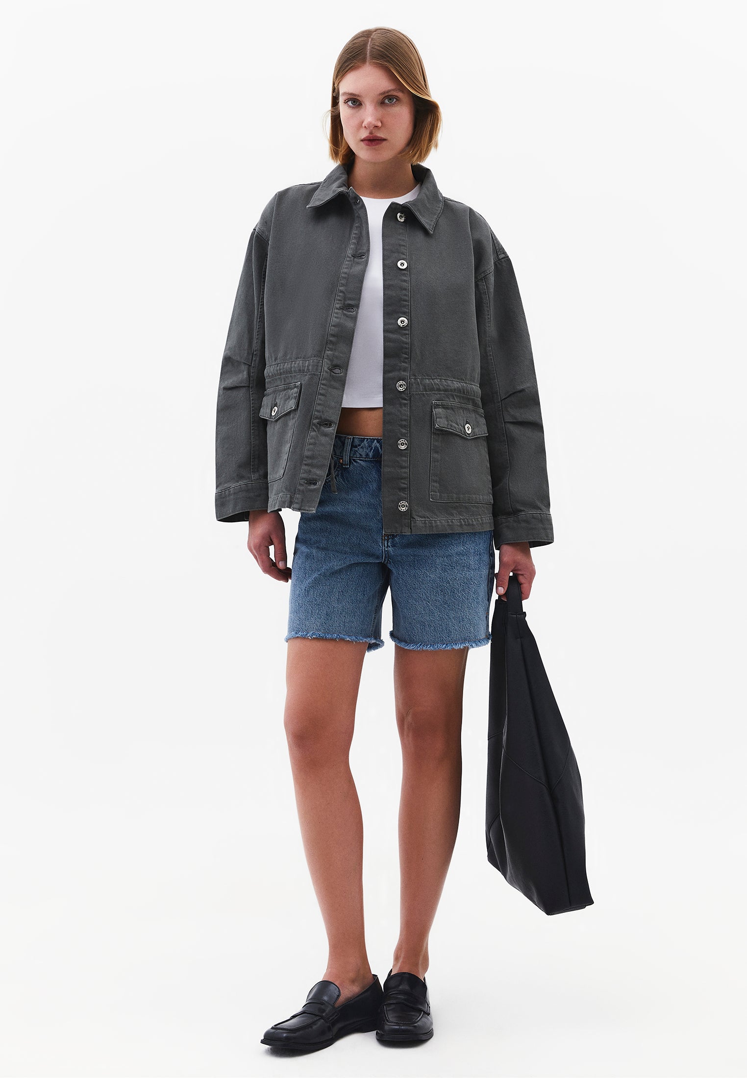 Loose Fit Pocket Detailed Long Sleeve Jacket - ANTIK MULLED BASIL