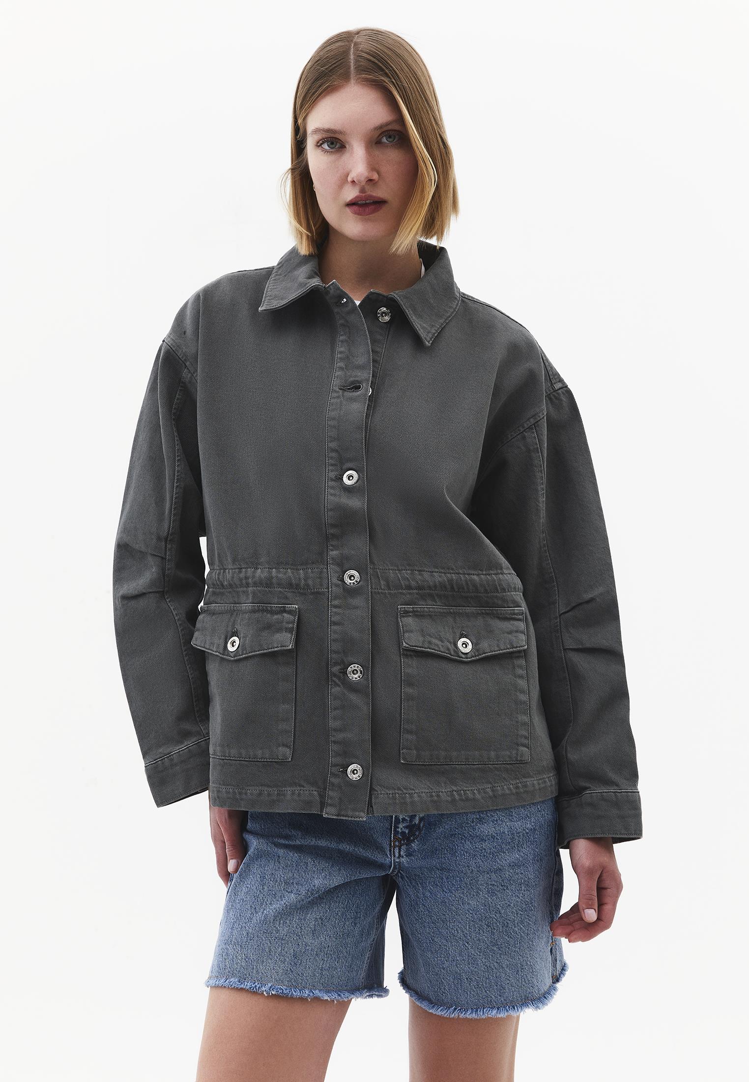 Loose Fit Pocket Detailed Long Sleeve Jacket - ANTIK MULLED BASIL