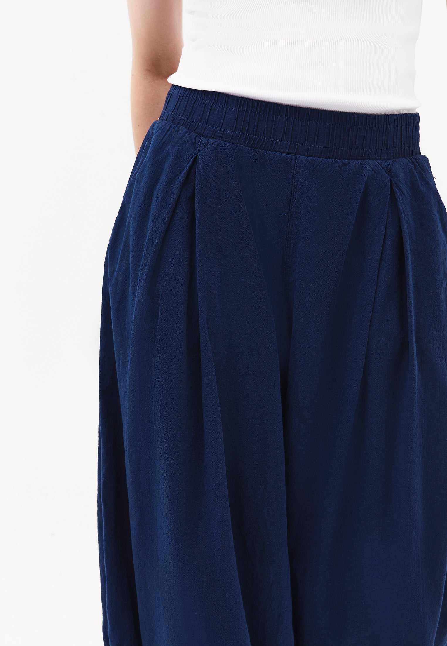 Balloon Fit Regular Waist Pleated Pants - ANTIK NAVY PEONY