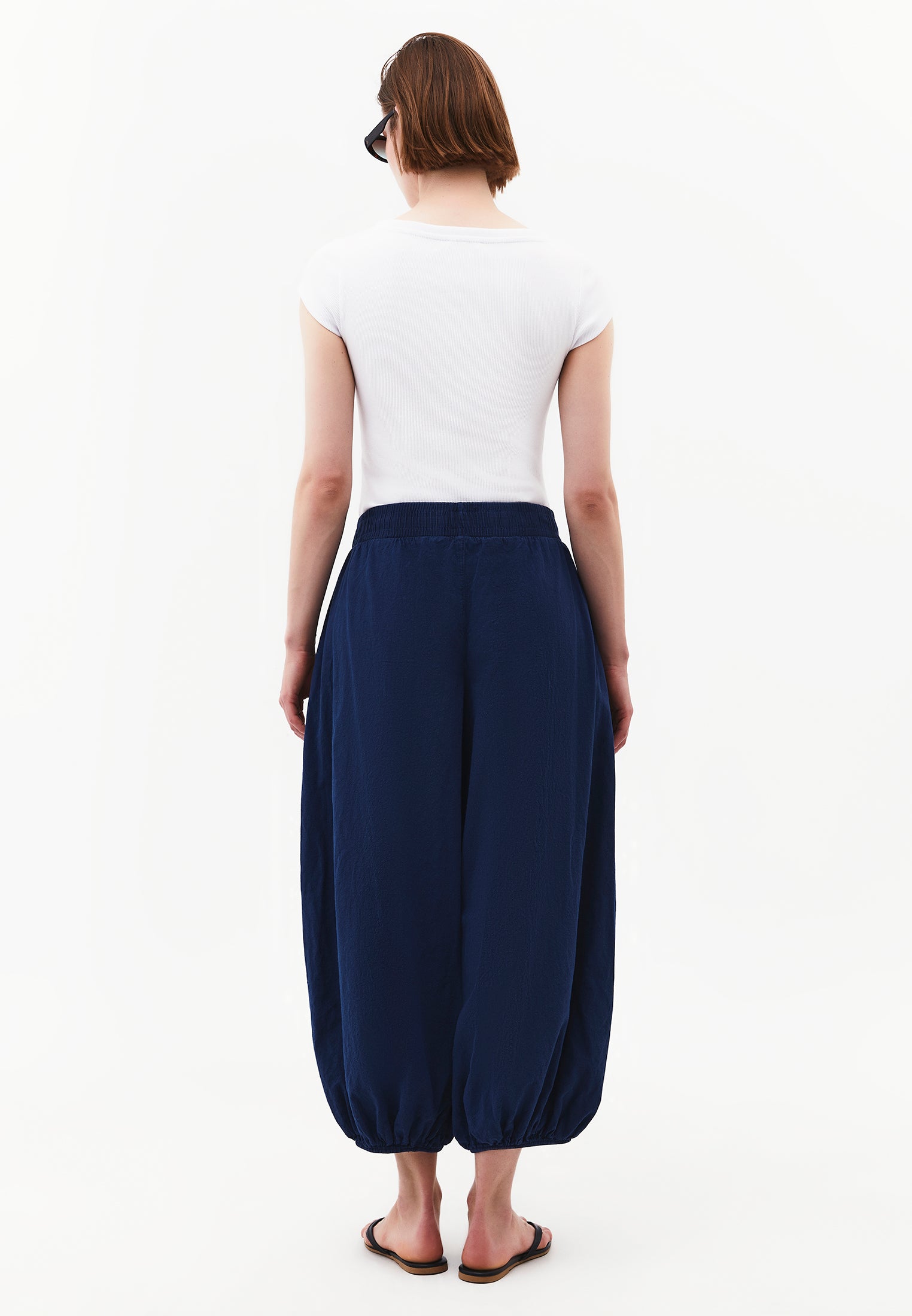Balloon Fit Regular Waist Pleated Pants - ANTIK NAVY PEONY