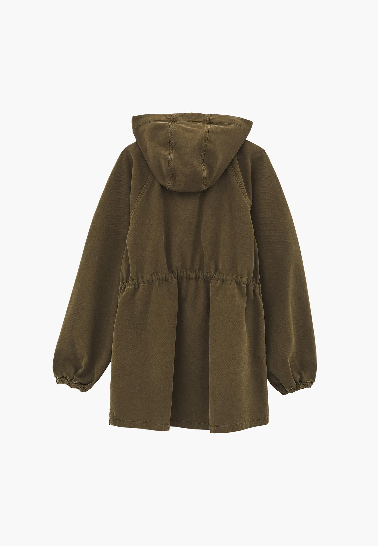 Hooded Raglan Sleeve Midi Coat - ANTIK OLIVE DRAB