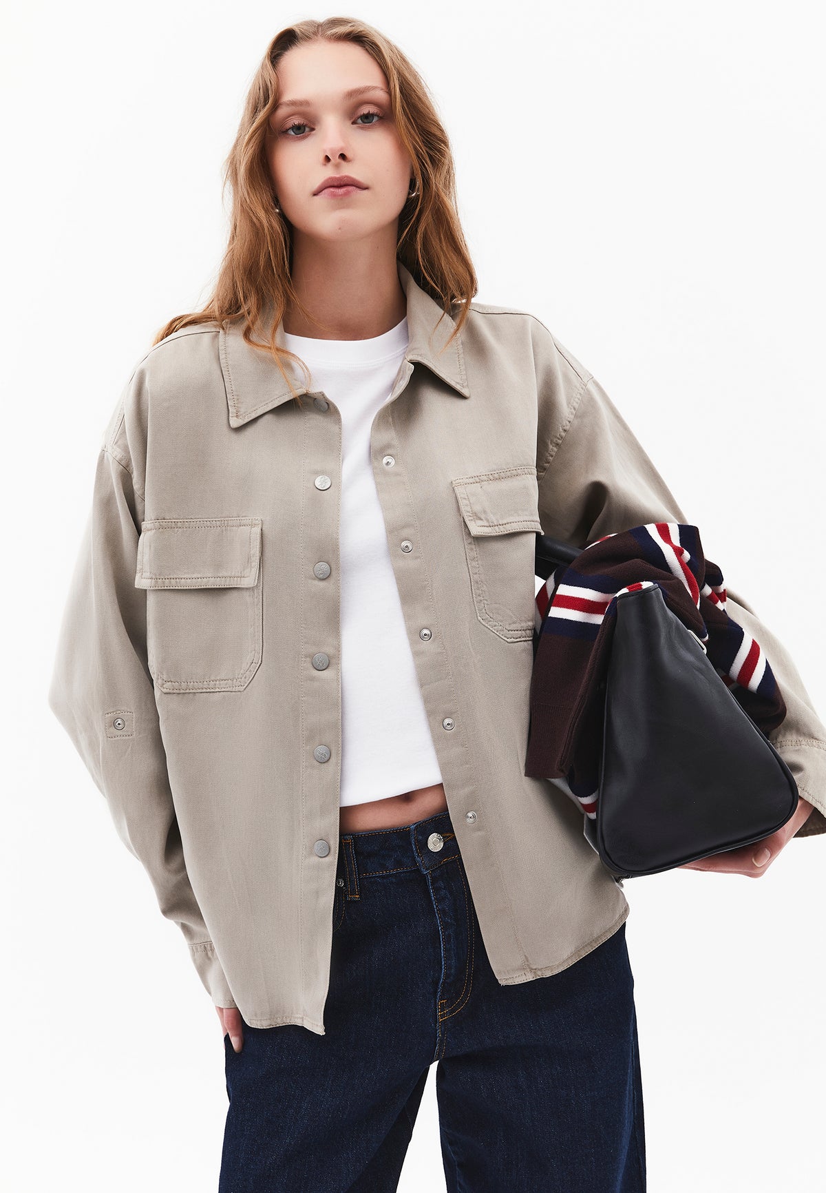 Oversize Shirt With Pocket Detail - ANTIK PLAZA TAUPE