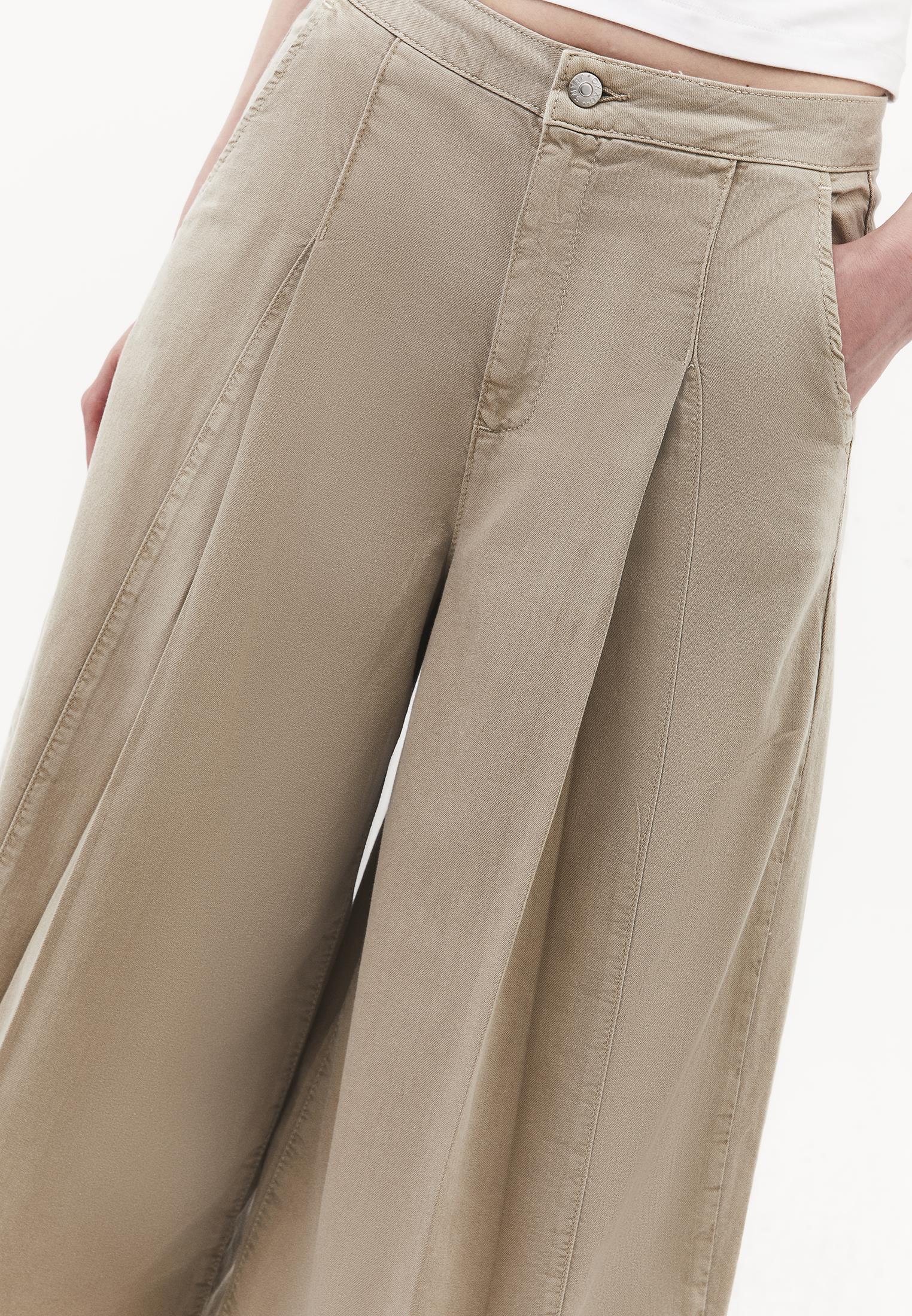 Culotte High Waist Cropped Slit Pants - ANTIK PLAZA TAUPE