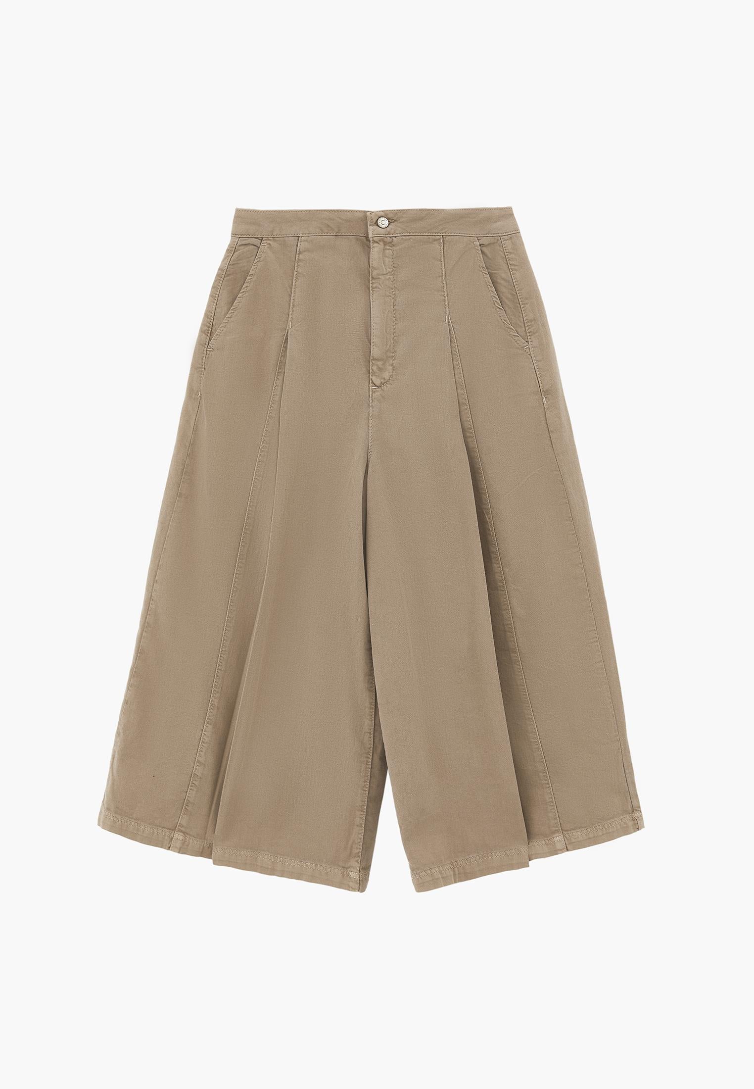 Culotte High Waist Cropped Slit Pants - ANTIK PLAZA TAUPE
