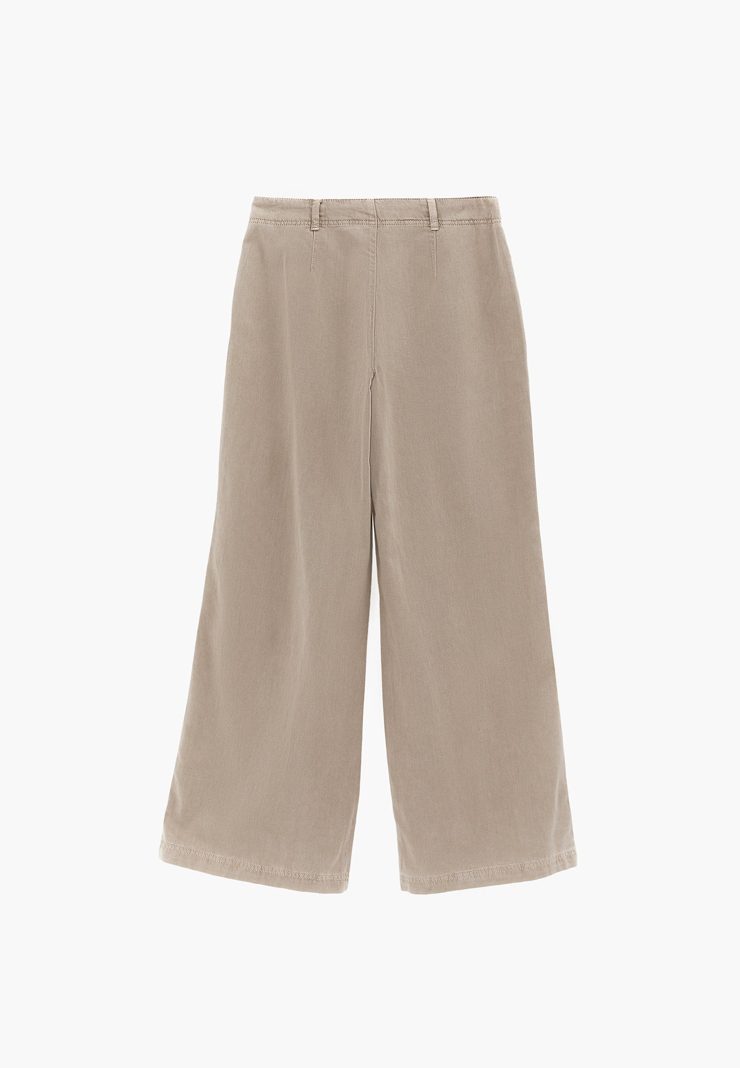 Woven Trousers With Pockets, High Waist And Wide Leg - ANTIK PLAZA TAUPE