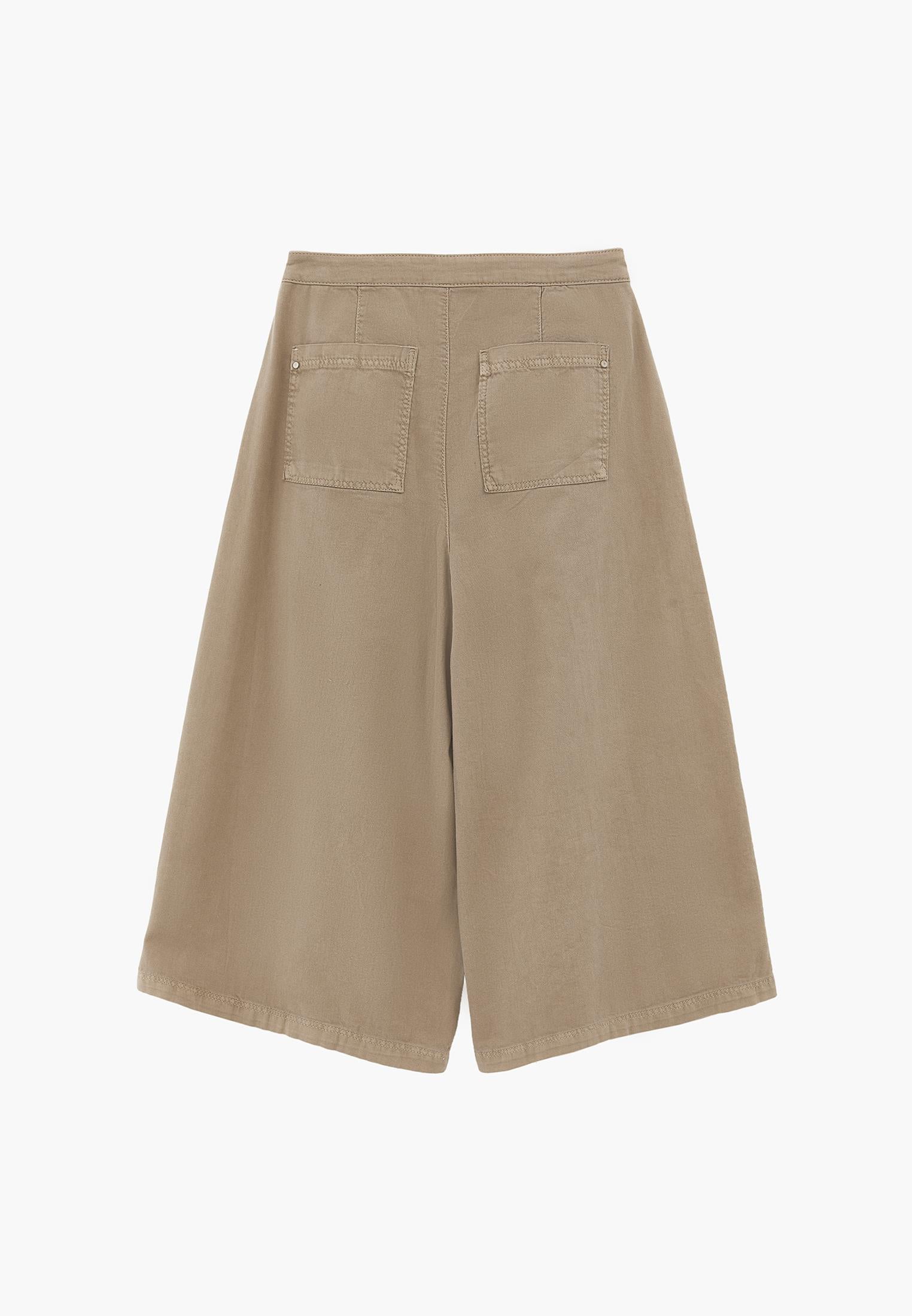Culotte High Waist Cropped Slit Pants - ANTIK PLAZA TAUPE