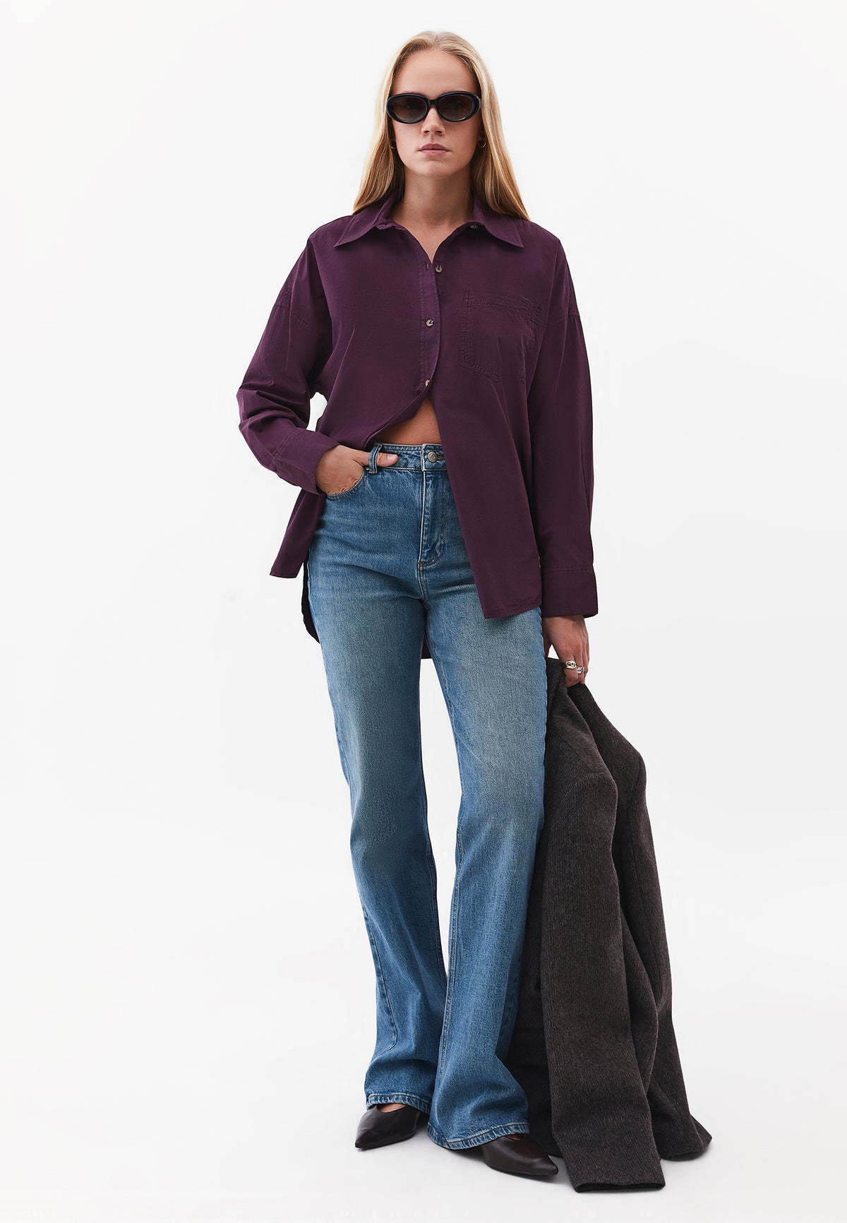 Oversize Long Sleeve Pocket Shirt - ANTIK PLUM PERFECT