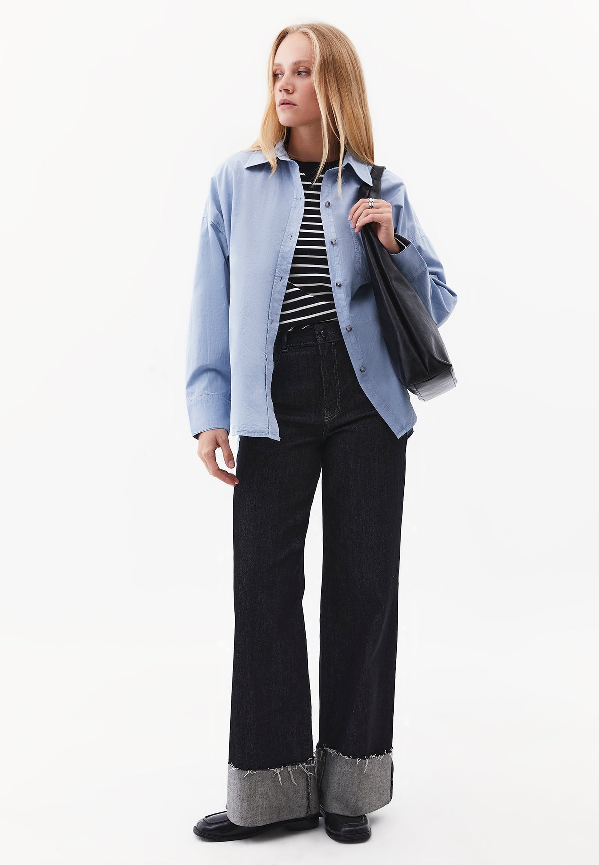 Oversized Long Sleeve Shirt with Pocket Detail - ANTIK RAIN WASHED
