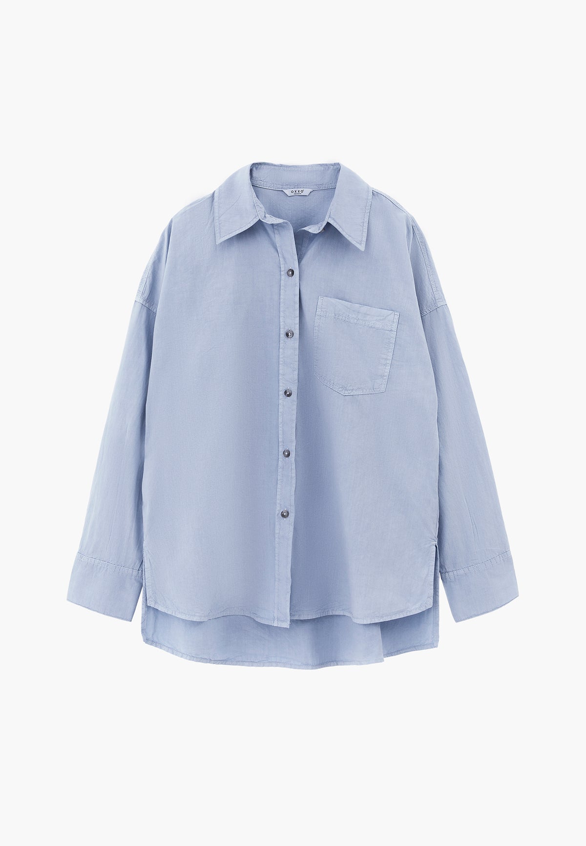 Oversized Long Sleeve Shirt with Pocket Detail - ANTIK RAIN WASHED