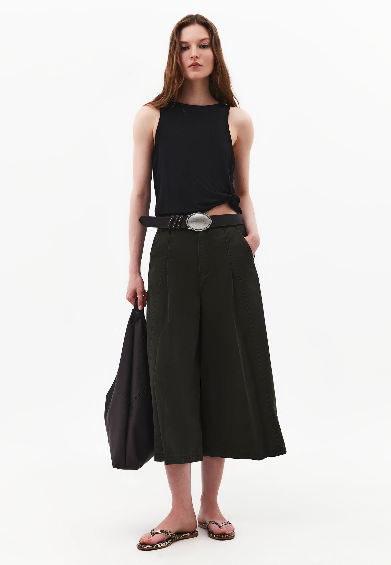Culotte High Waist Cropped Slit Pants - ANTIK ROSIN