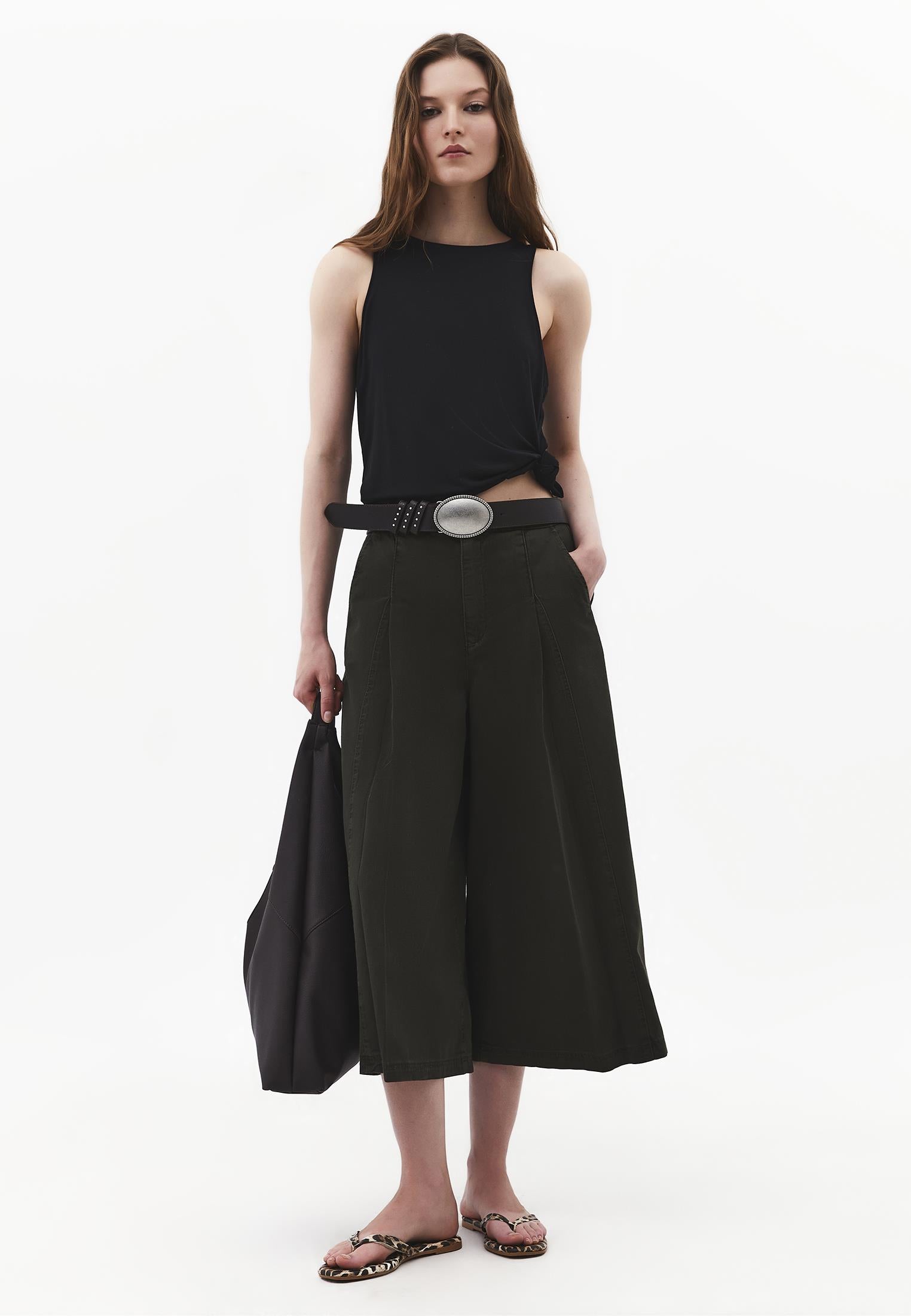Culotte High Waist Cropped Slit Pants - ANTIK ROSIN