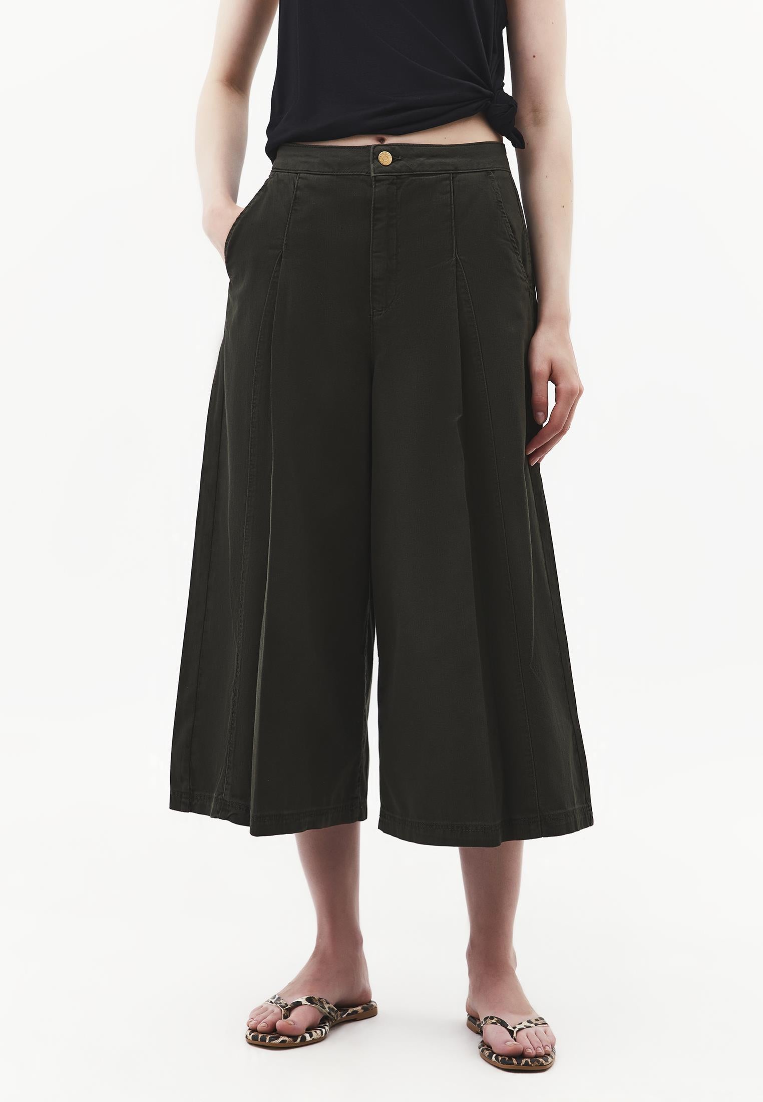 Culotte High Waist Cropped Slit Pants - ANTIK ROSIN