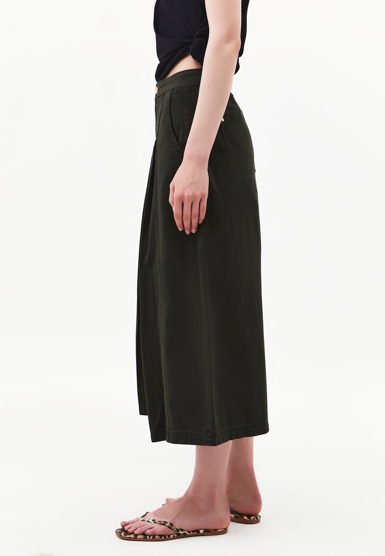Culotte High Waist Cropped Slit Pants - ANTIK ROSIN