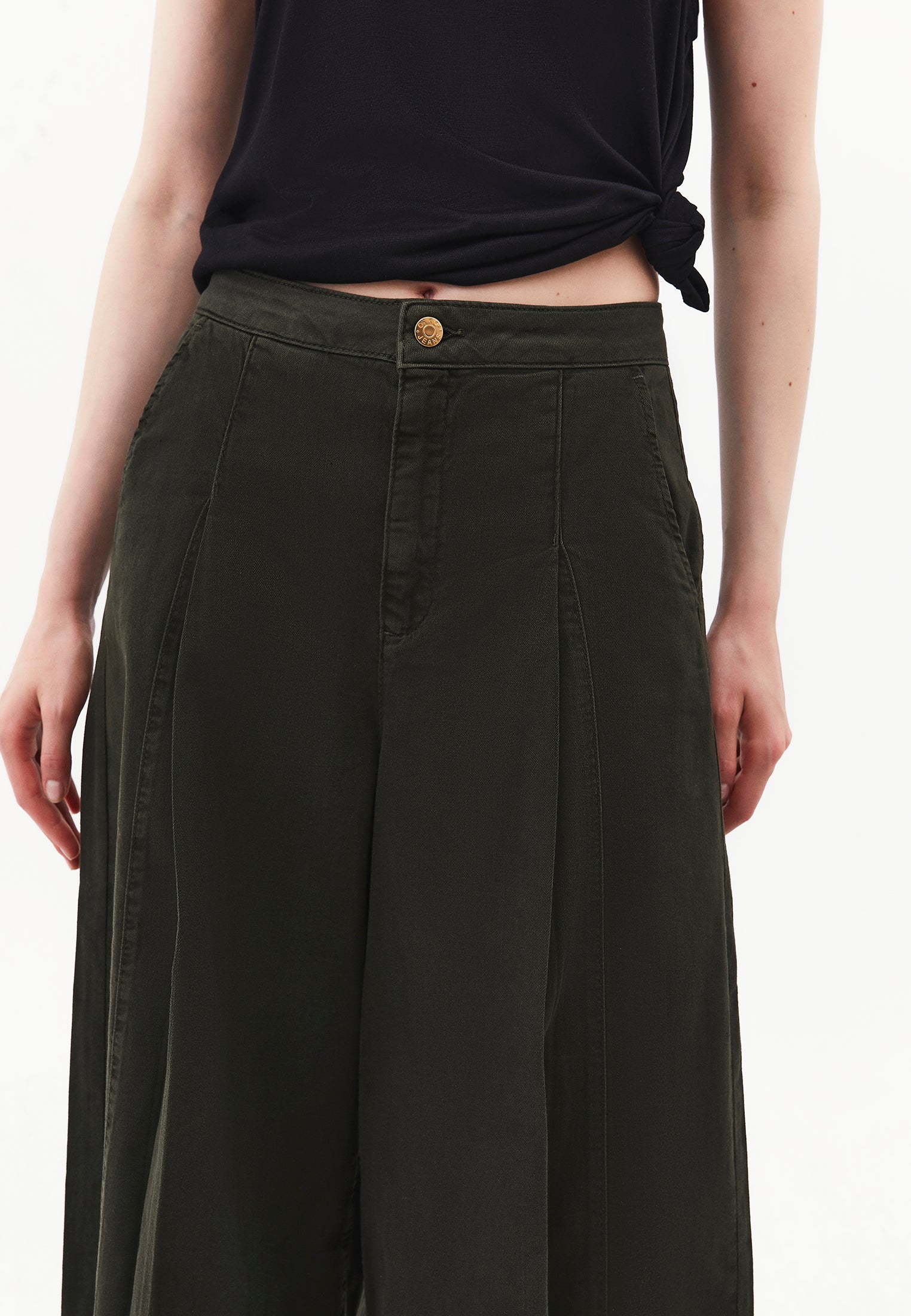 Culotte High Waist Cropped Slit Pants - ANTIK ROSIN