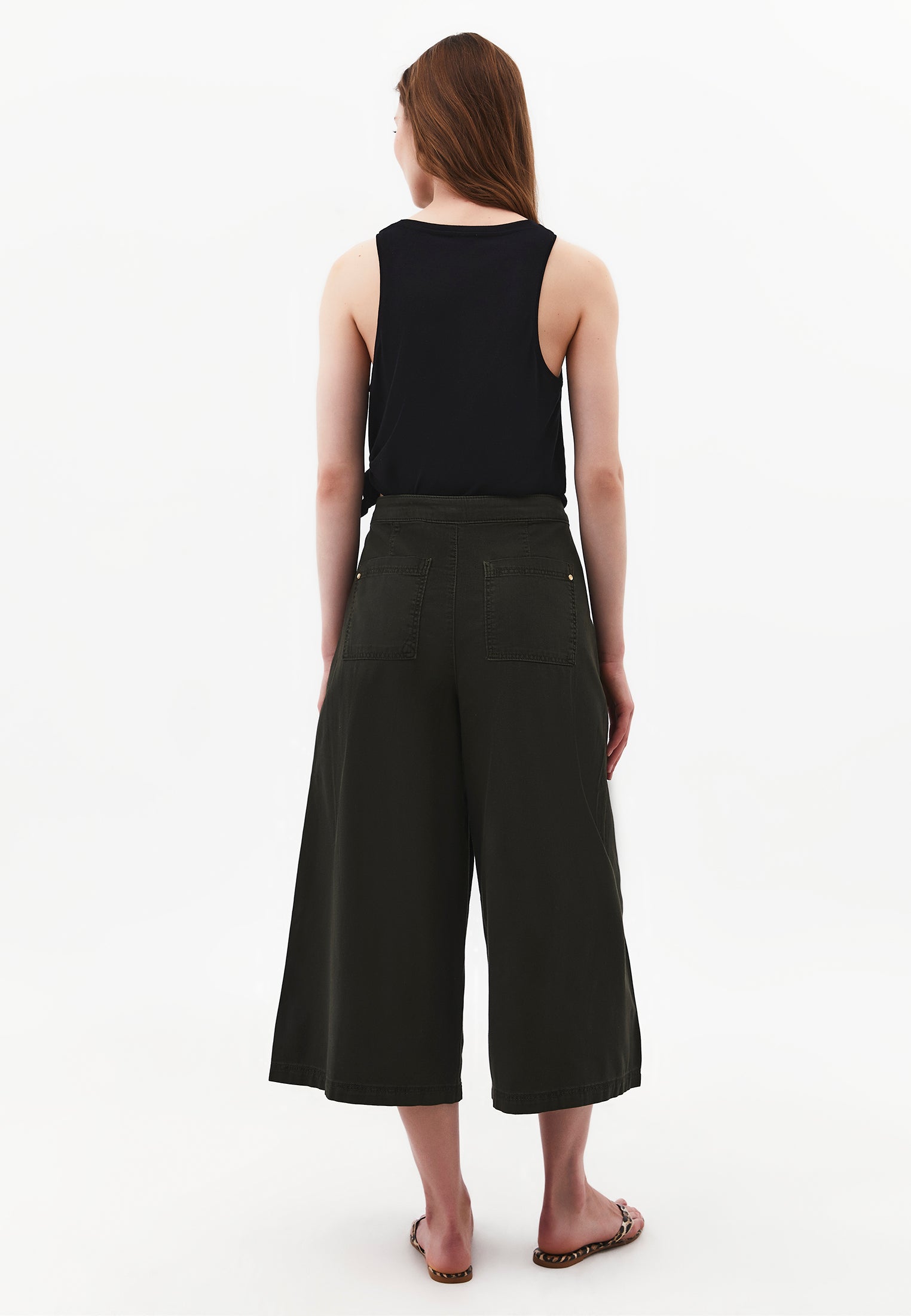 Culotte High Waist Cropped Slit Pants - ANTIK ROSIN