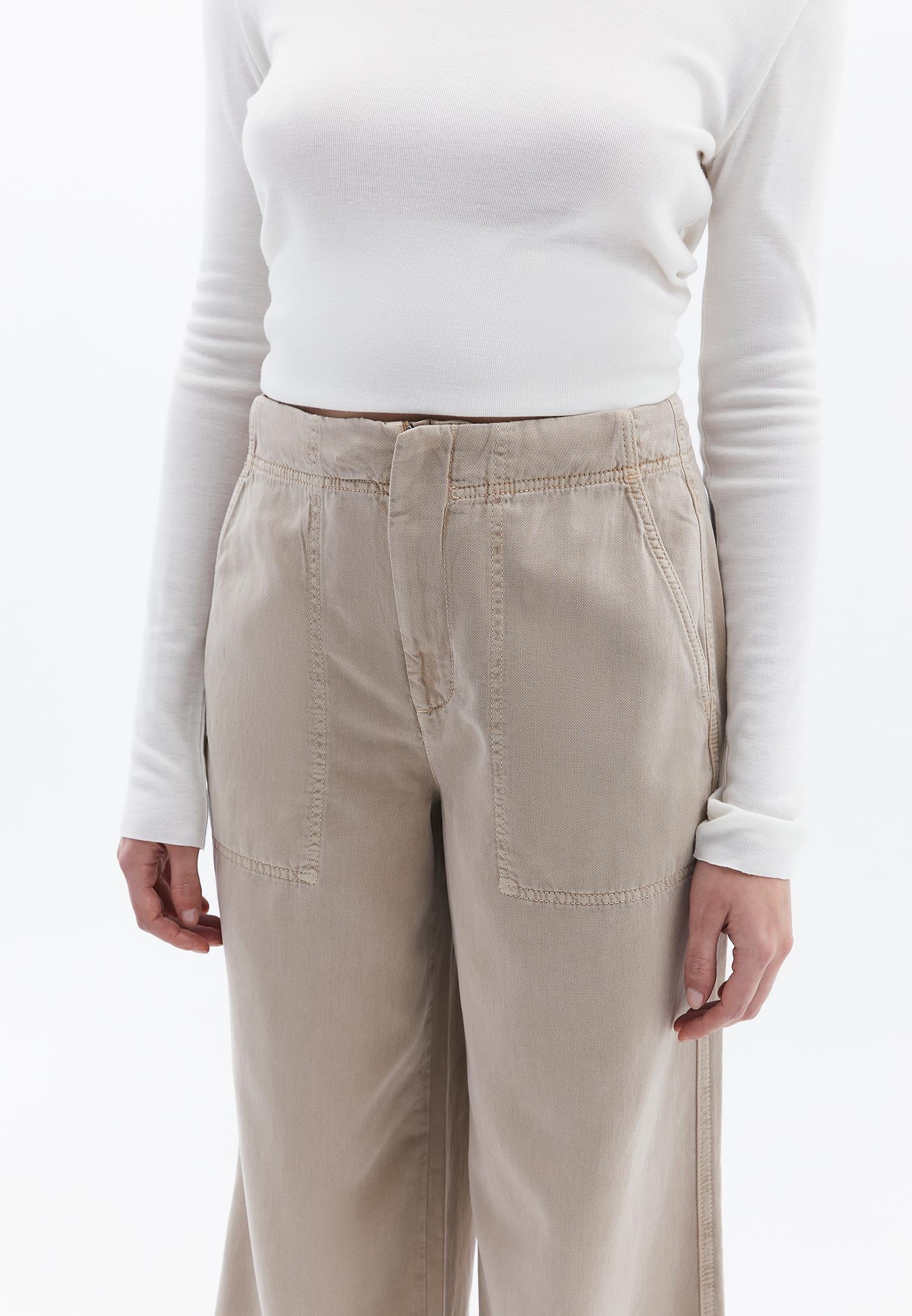 Wide Leg Trousers With Pockets - ANTIK SIMPLY TAUPE