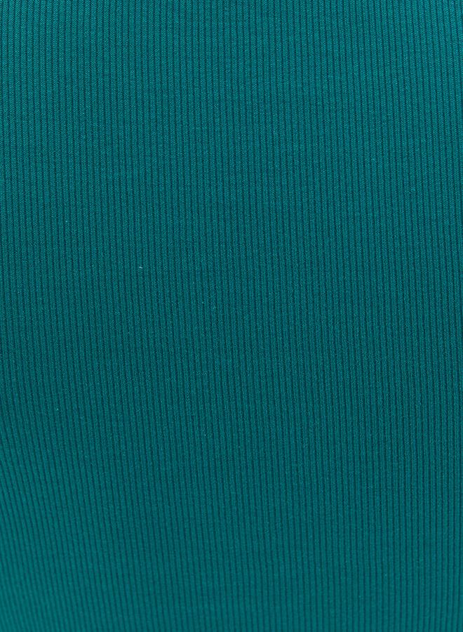 High Neck Long Sleeve Bodycon T-Shirt - ANTIQUE GREEN