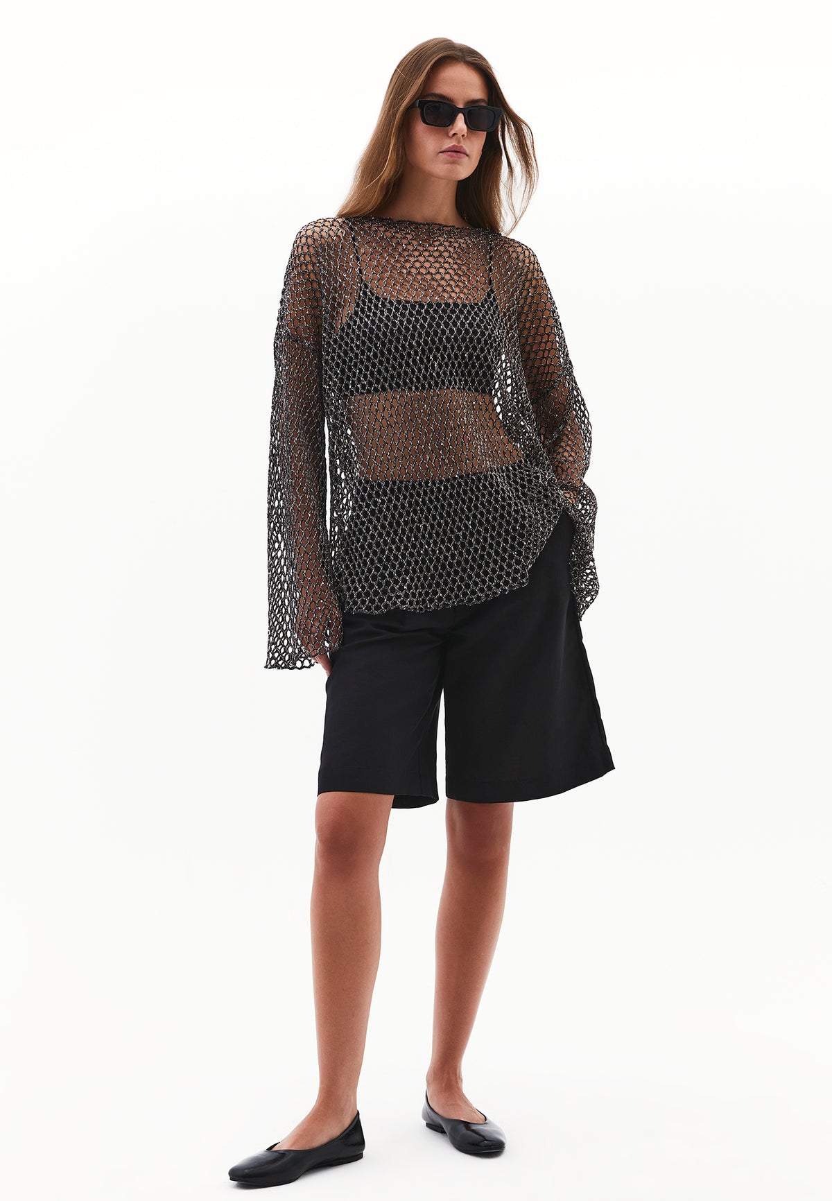 Blouse With Mesh Detailed Long Sleeves - ANTRA MELANGE