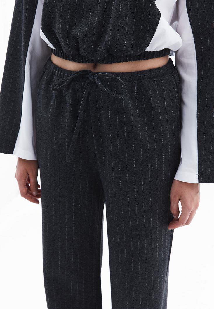High Waist Straight Leg Pocket Detailed Pants - ANTRA MELANGE