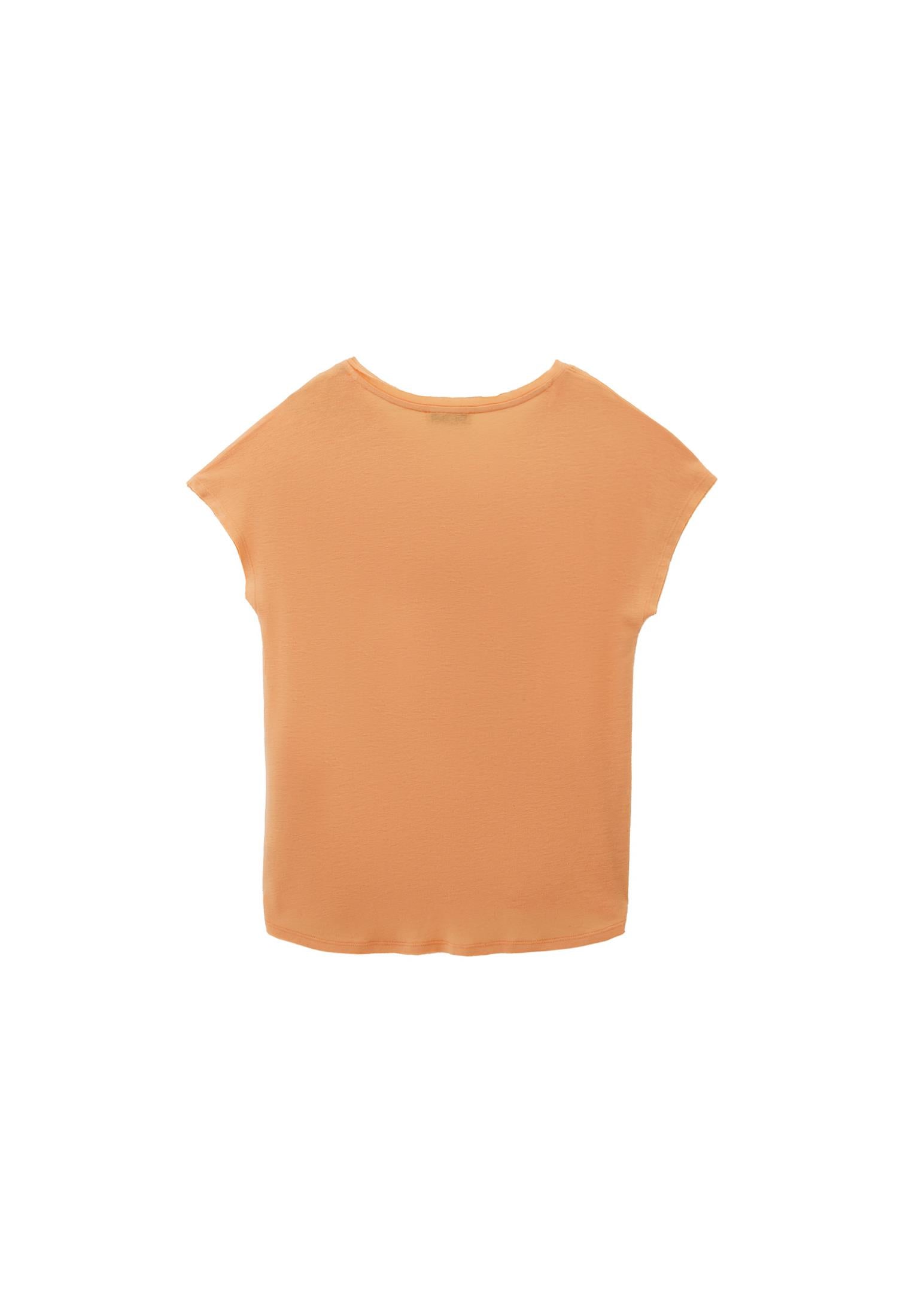 V Neck Short Sleeve T-Shirt - APRICOT NECTAR