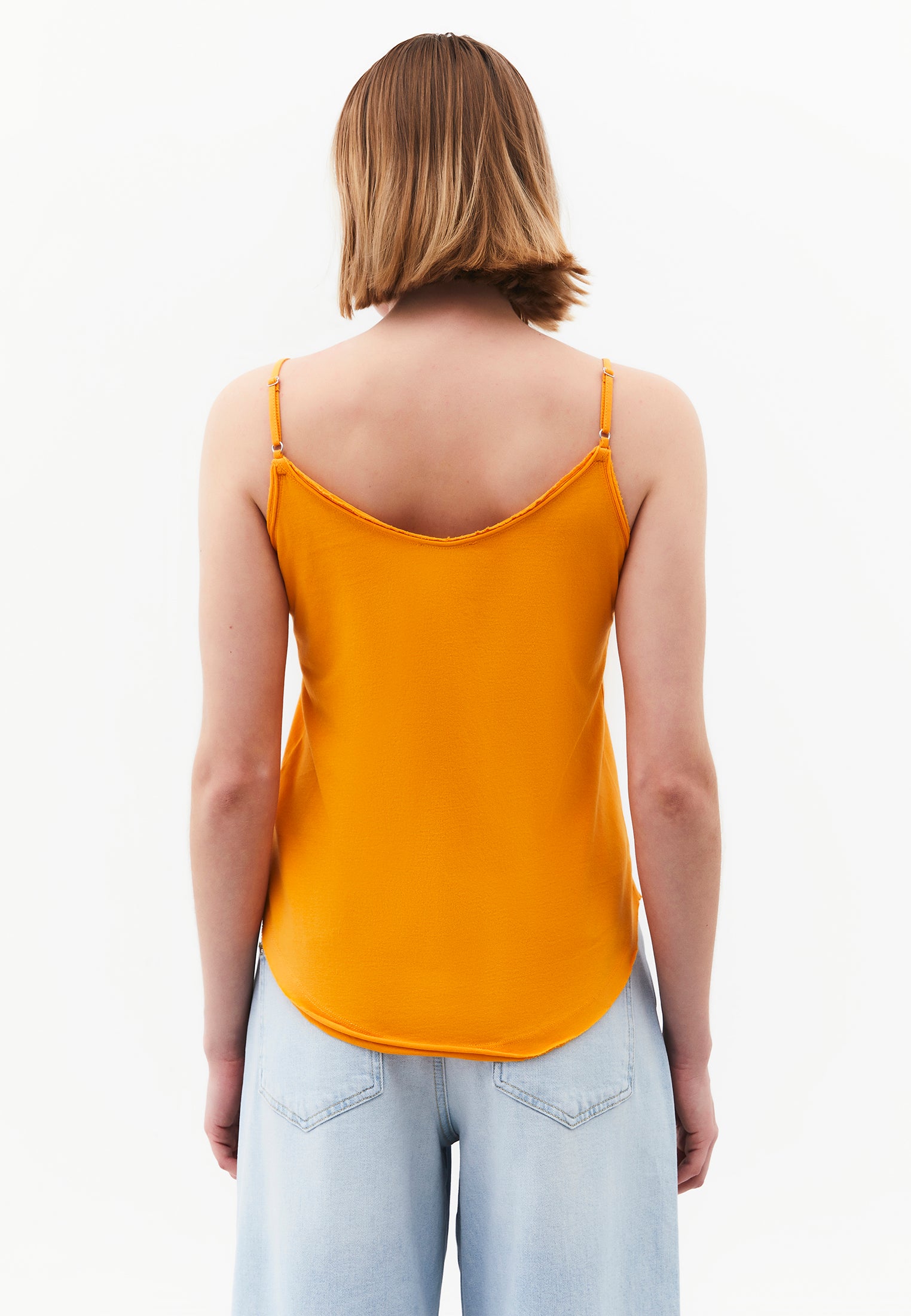 Loose V-Neck Top With Button Details - APRICOT