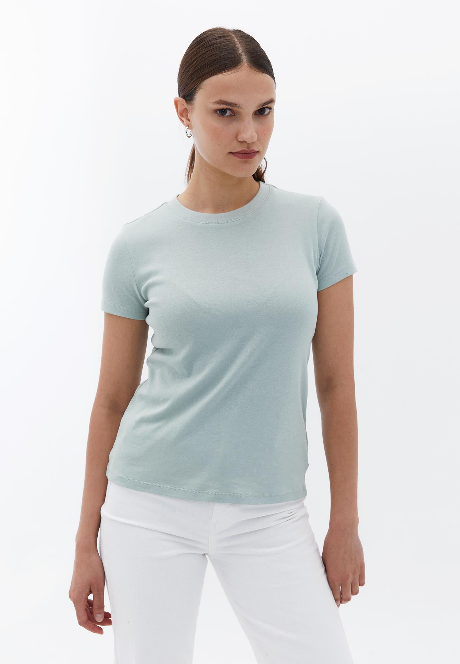 Crew Neck Loose Fit T-Shirt - AQUA GRAY