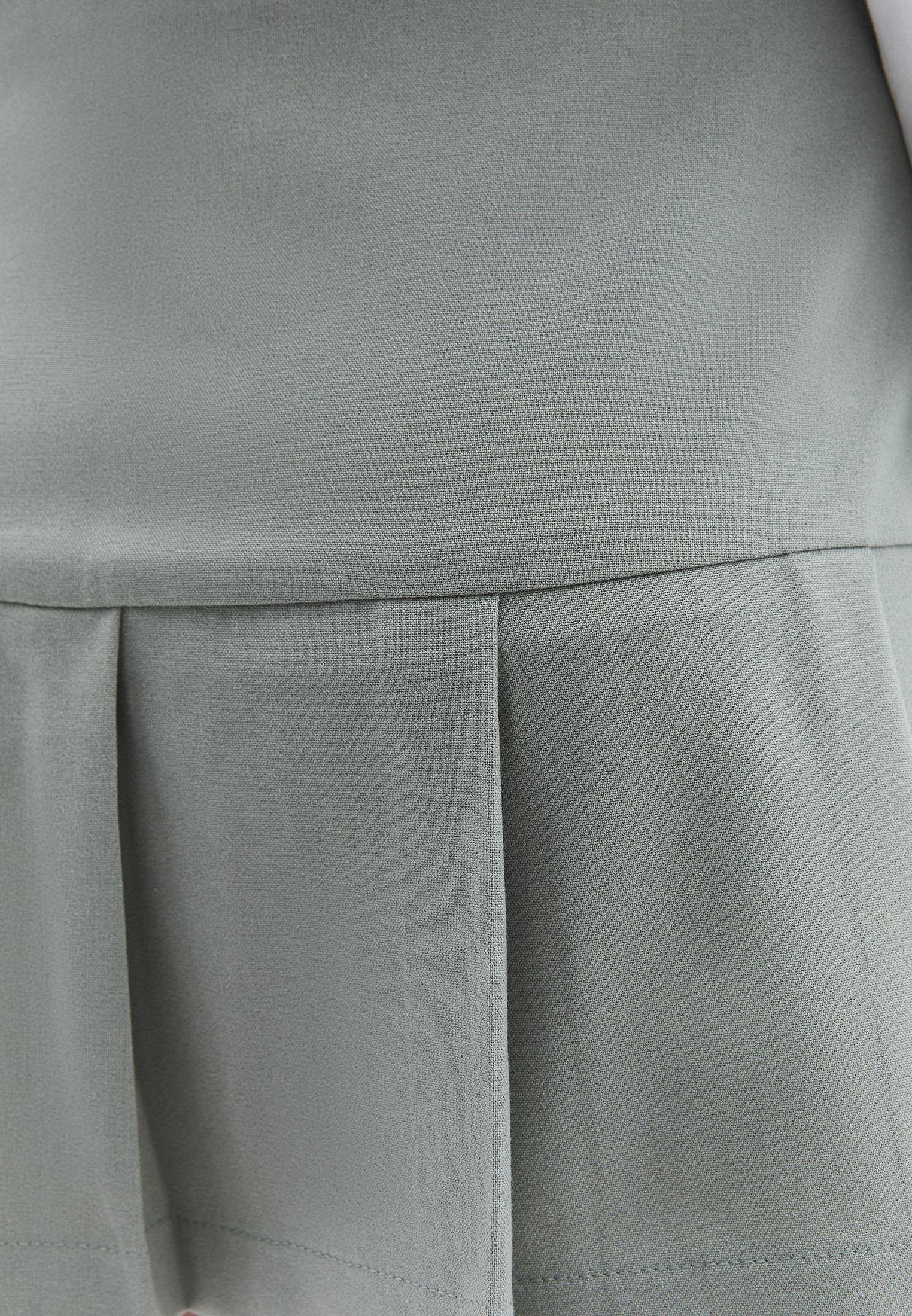 Pleated Short A-Line Skirt - AQUA GRAY