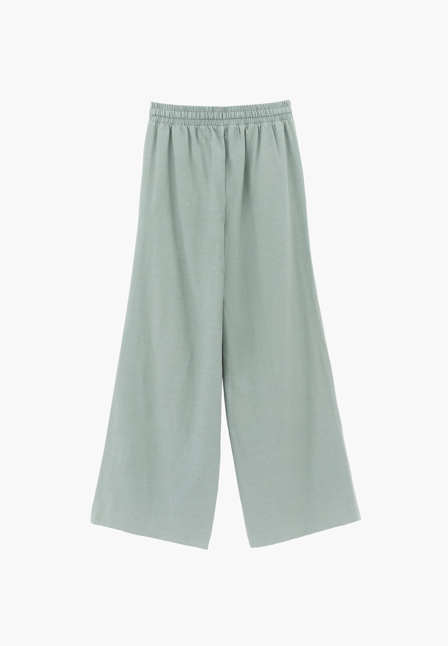 High Waist Wide Leg Elastic Waist Pants - AQUA GRAY
