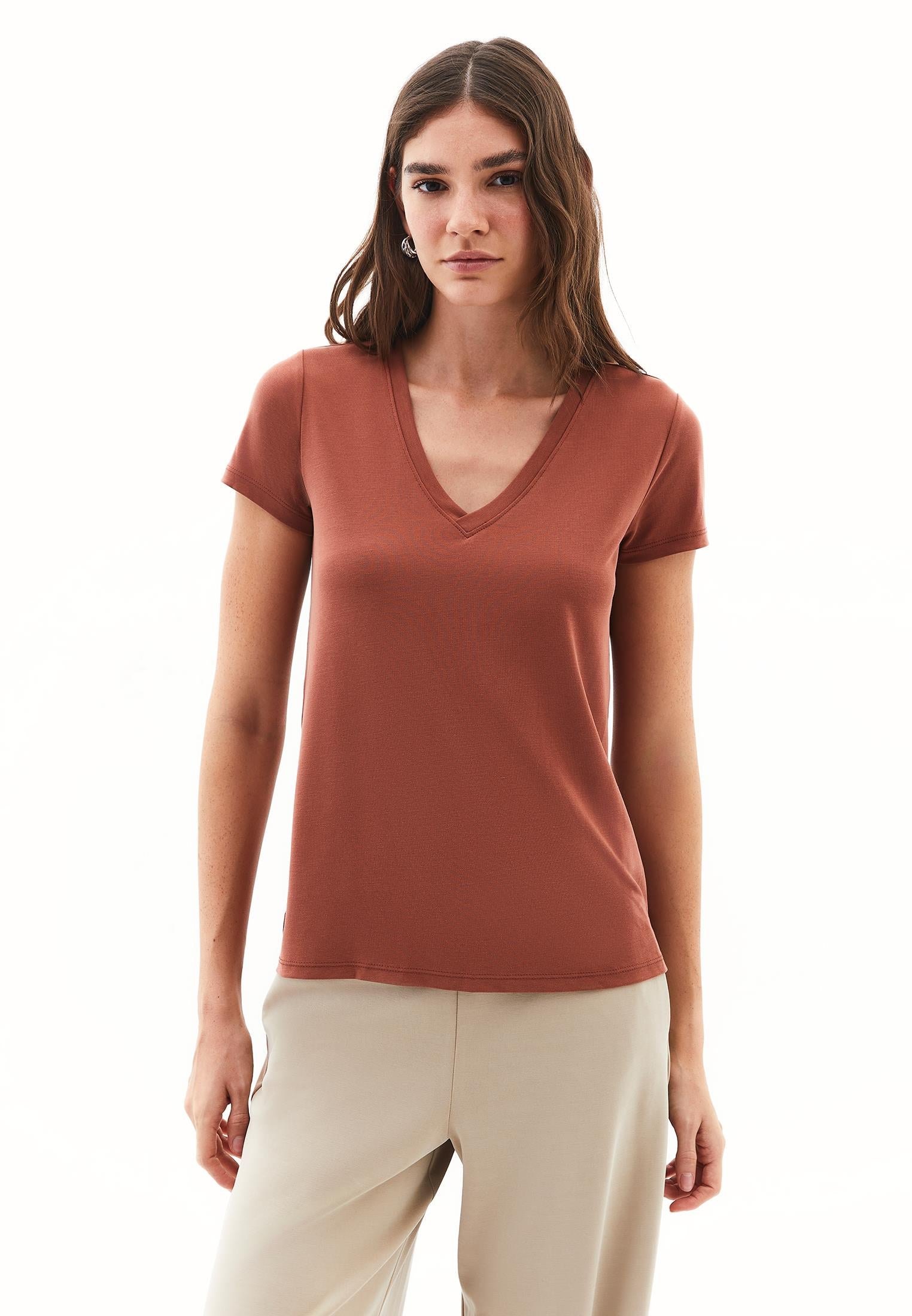 V Neck Slim Fit Short Sleeve T-Shirt - ARABIAN SPICE