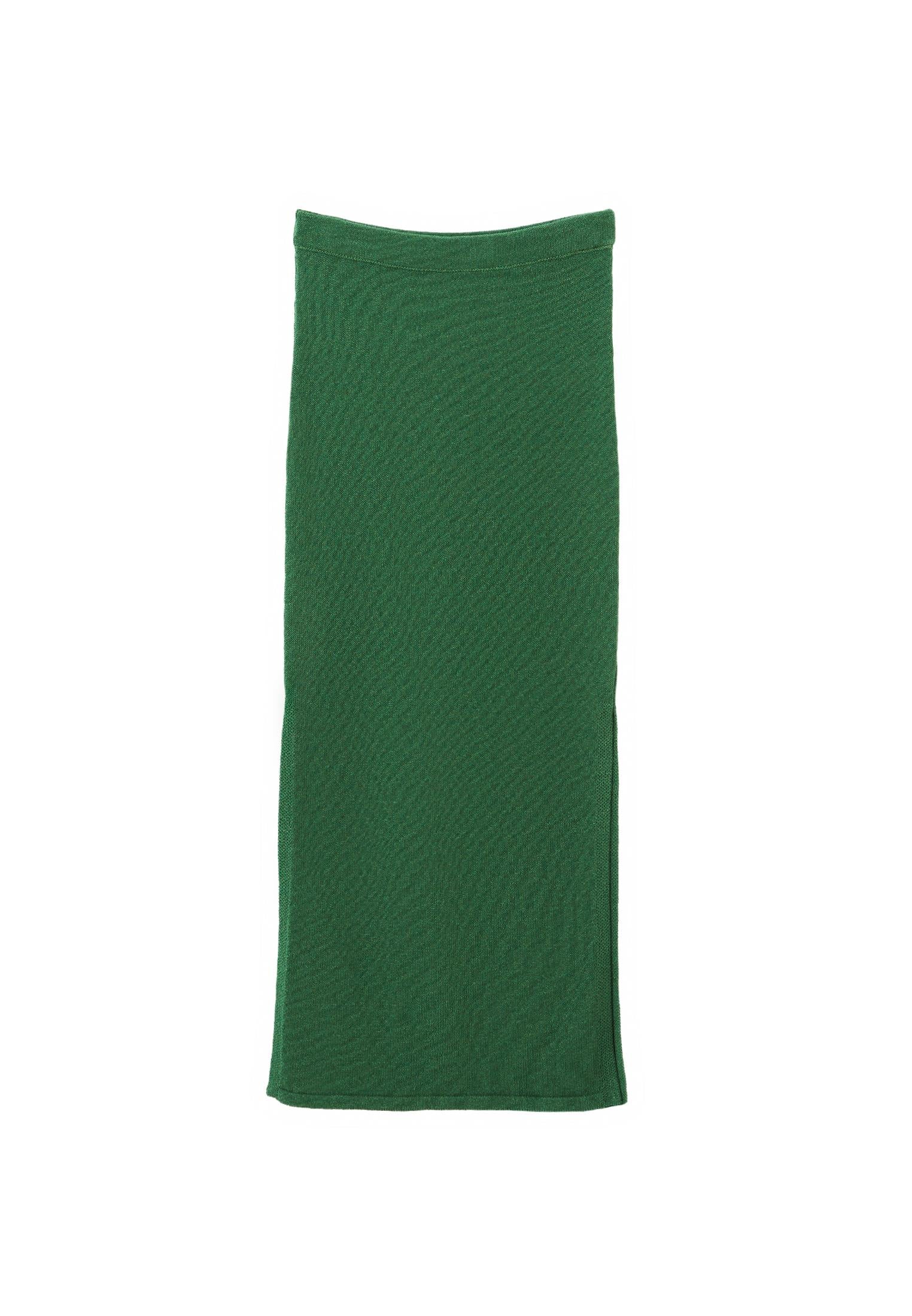 Long Skirt With Slit Detail - ARTICHOKE GREEN