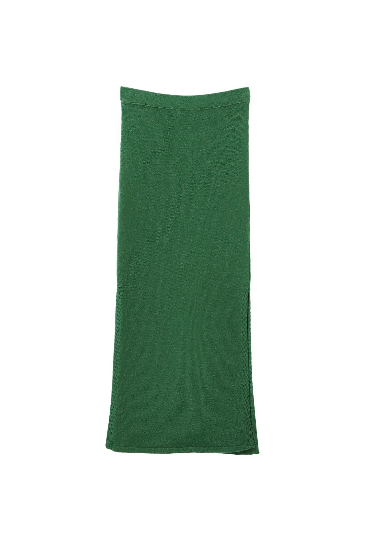 Long Skirt With Slit Detail - ARTICHOKE GREEN