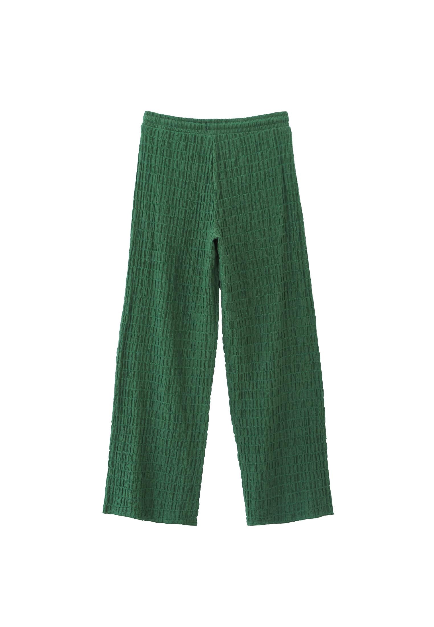 Wide Leg Cotton Pants - ARTICHOKE GREEN