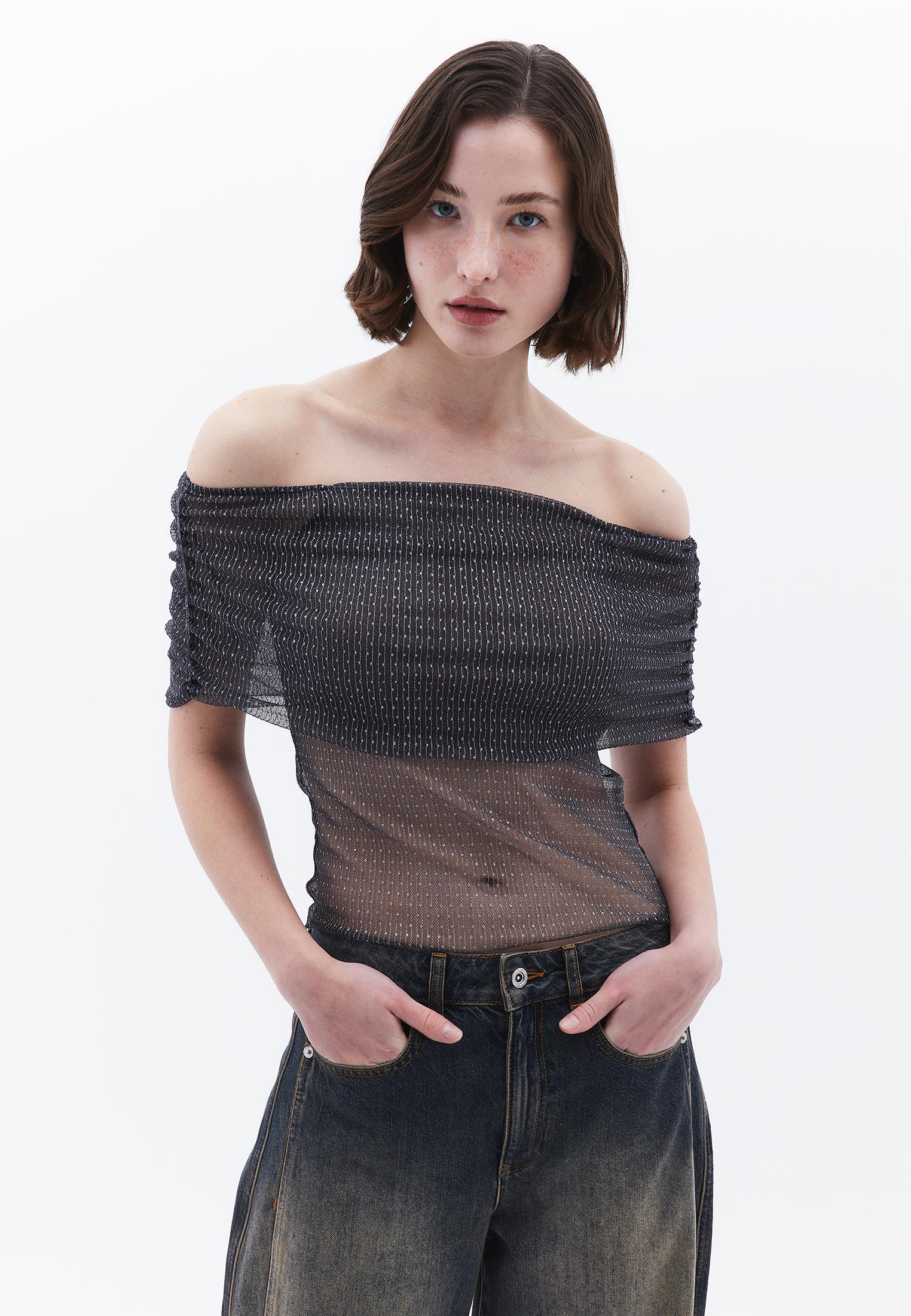 Standard Blouse With Dropped Shoulder - ASPHALT