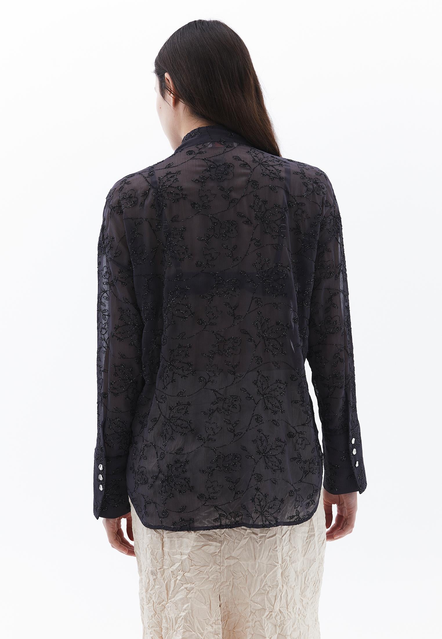 Shirt With Scarf Detail - ASPHALT