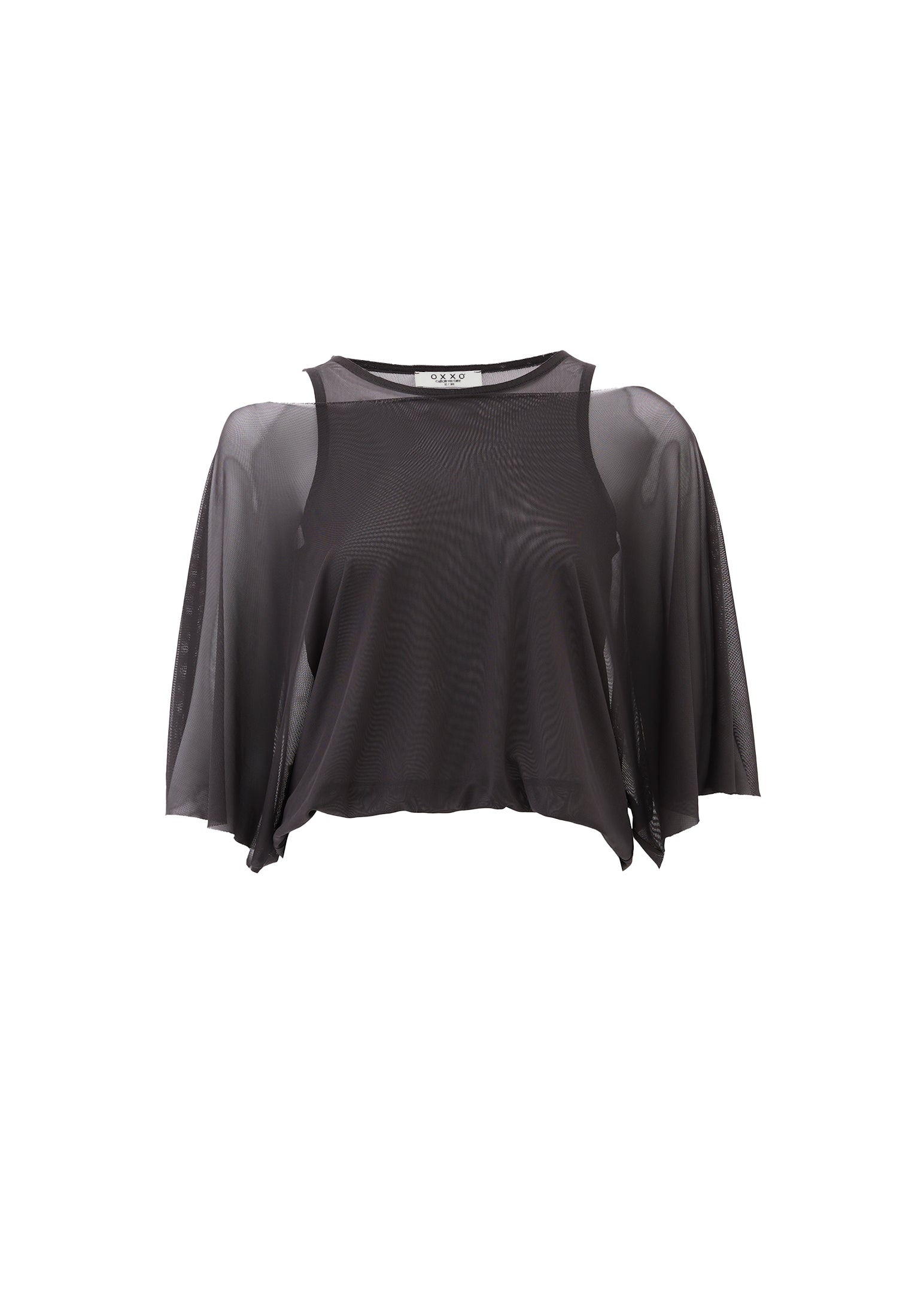 Batwing Sleeve Boat Neck Blouse - ASPHALT