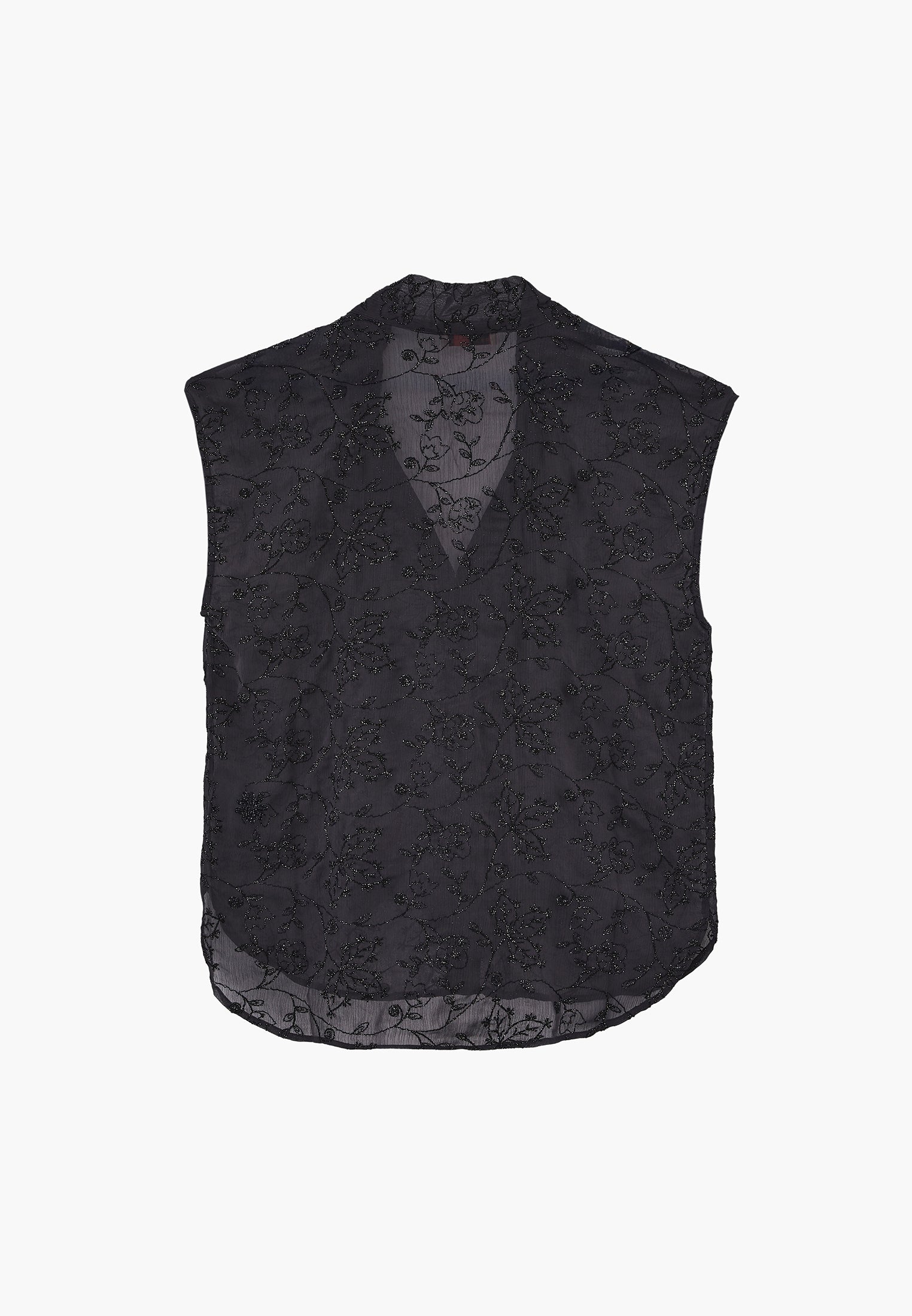 V-Neck Glitter Long Sleeve Shirt - ASPHALT