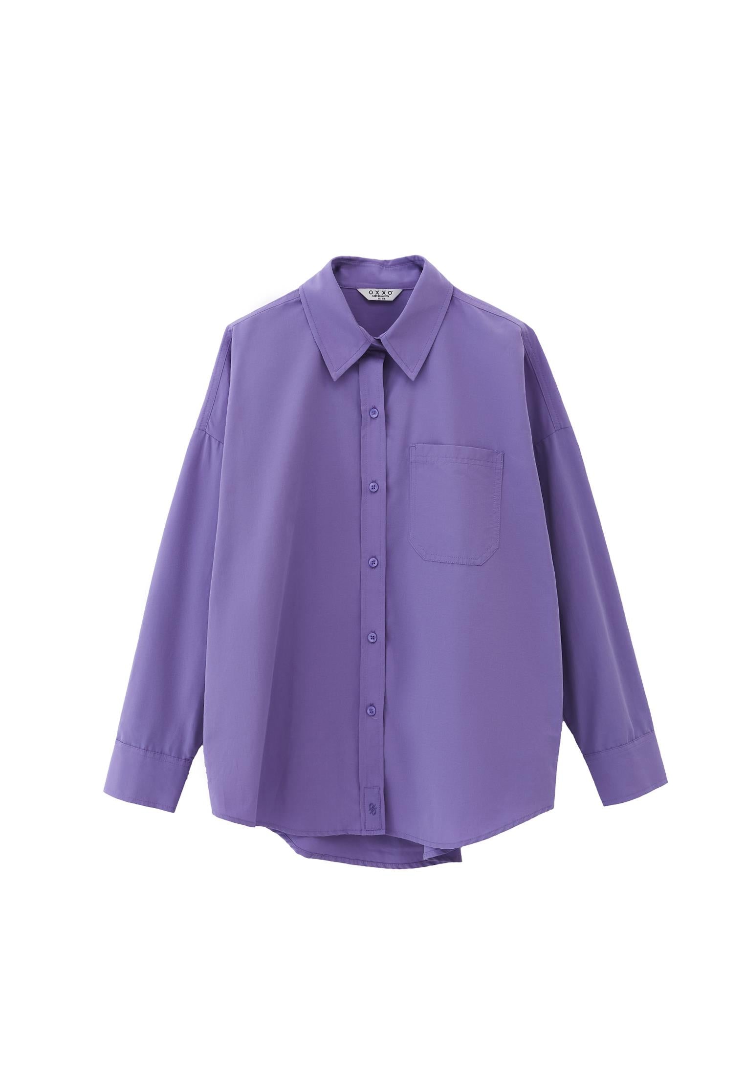 Oversize Long Sleeve Printed Shirt - ASTER PURPLE