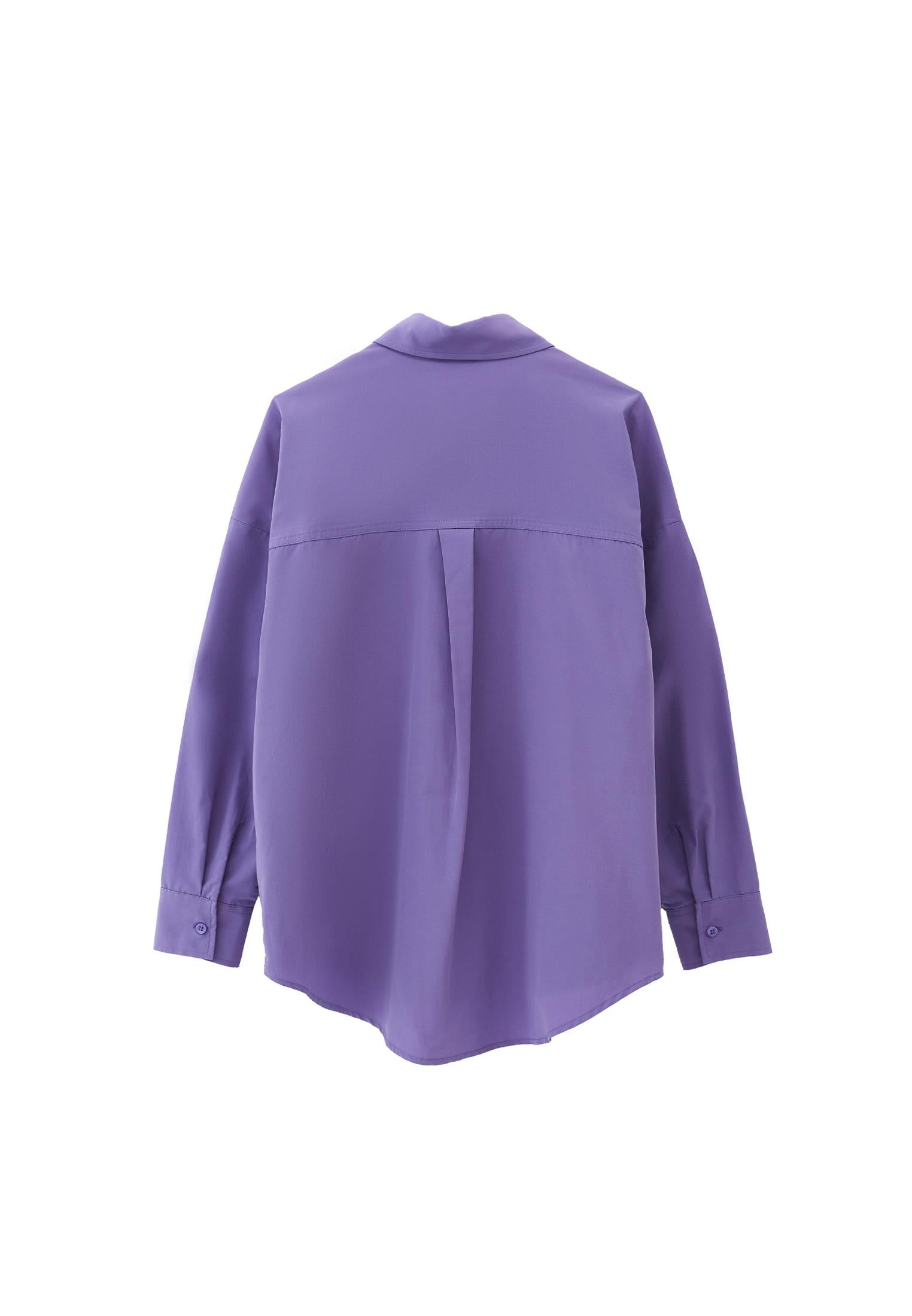 Oversize Long Sleeve Printed Shirt - ASTER PURPLE