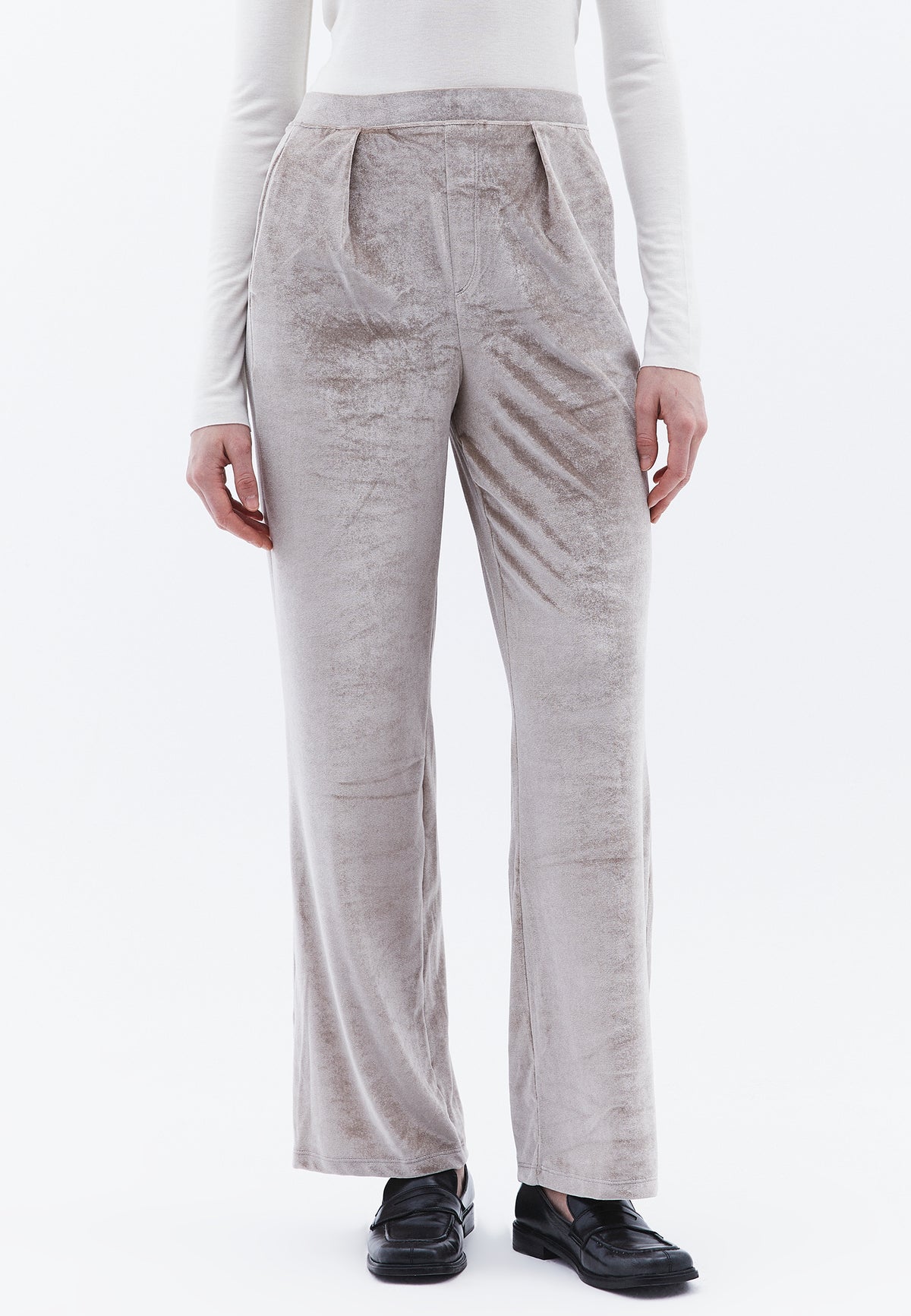 High Waist Wide Leg Ribana Pants - ATMOSPHERE