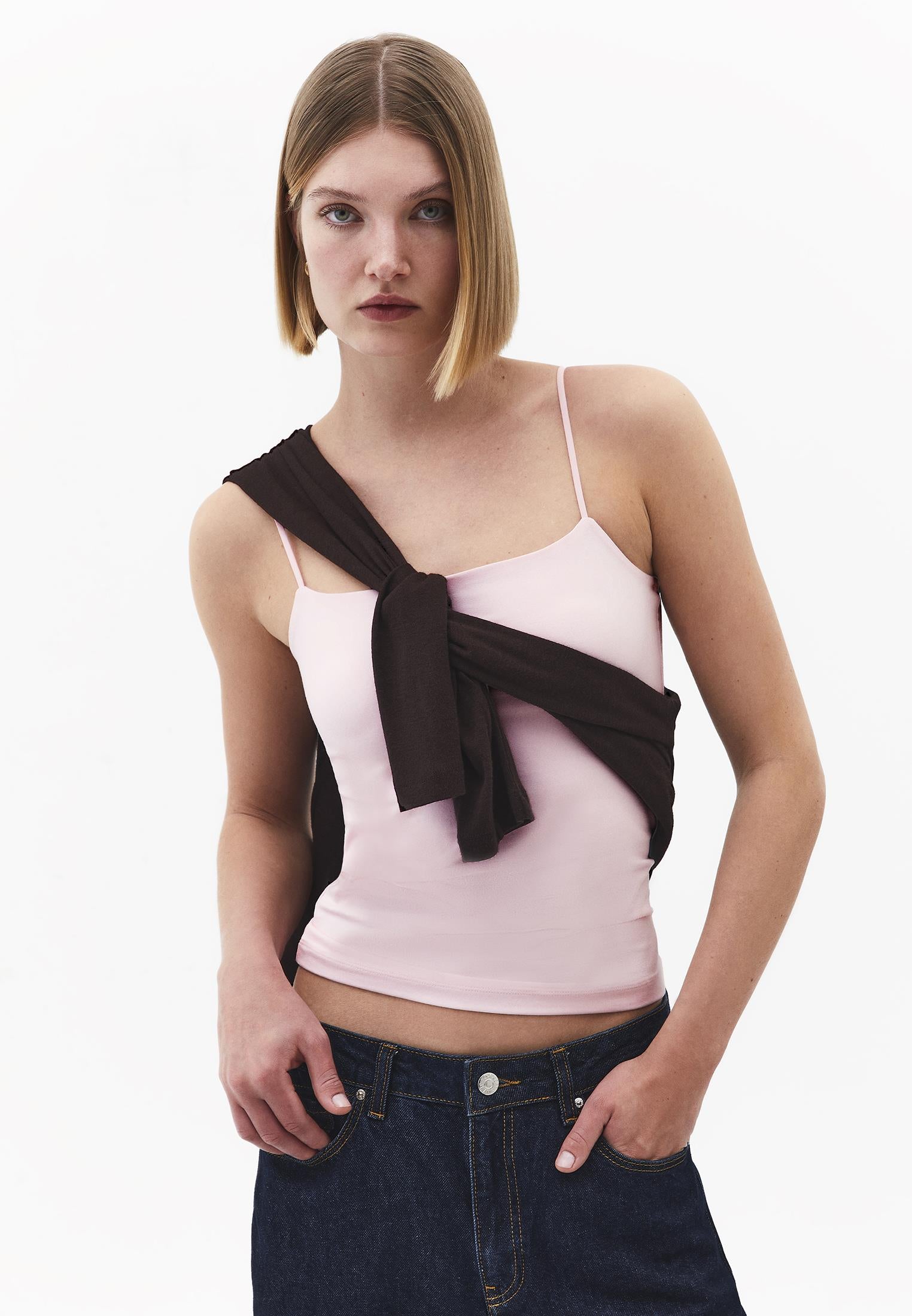 Wide Neck Tank Top - BARELY PINK