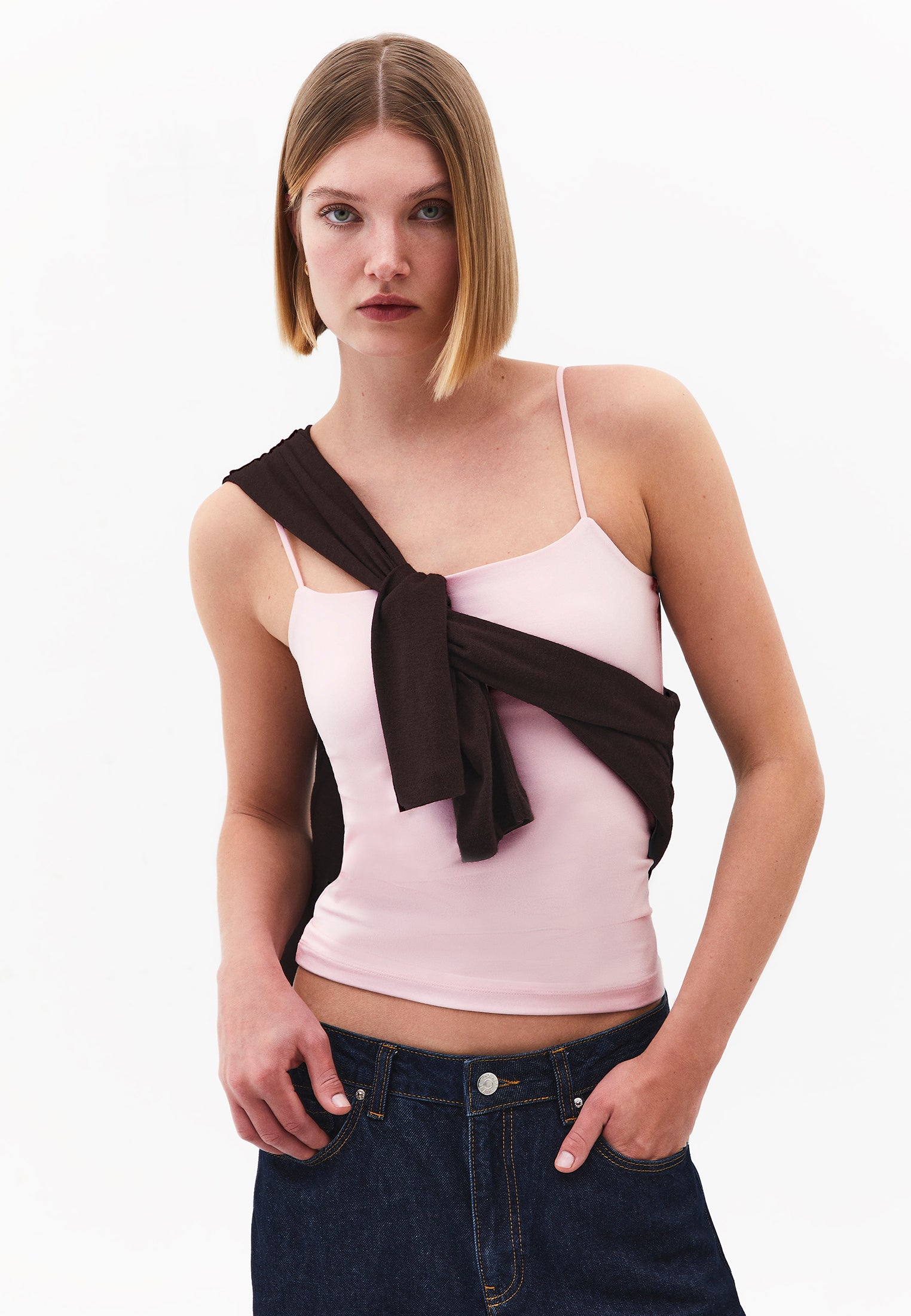 Wide Neck Tank Top - BARELY PINK