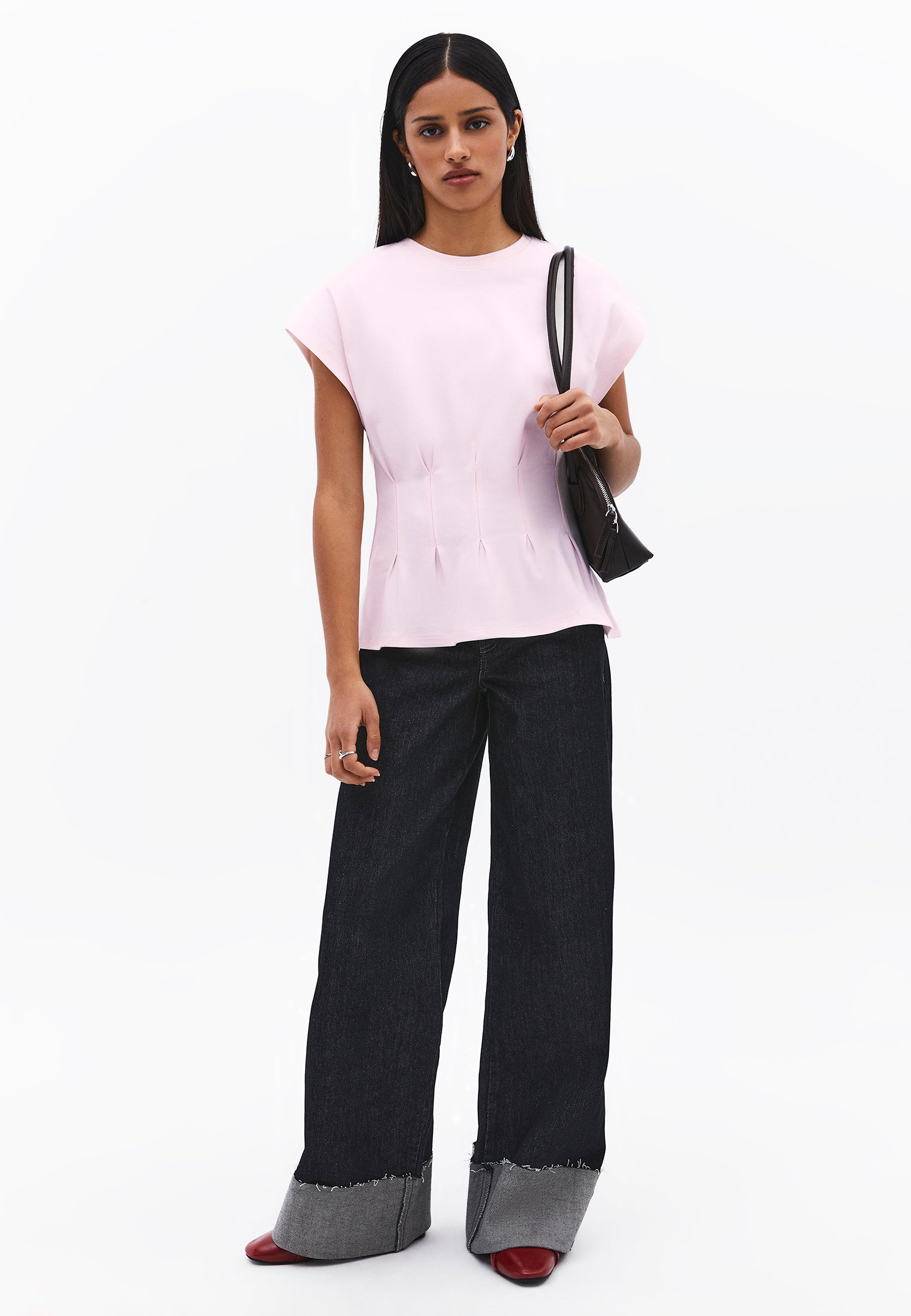 Crew Neck Short Sleeve Standard T-Shirt - BARELY PINK