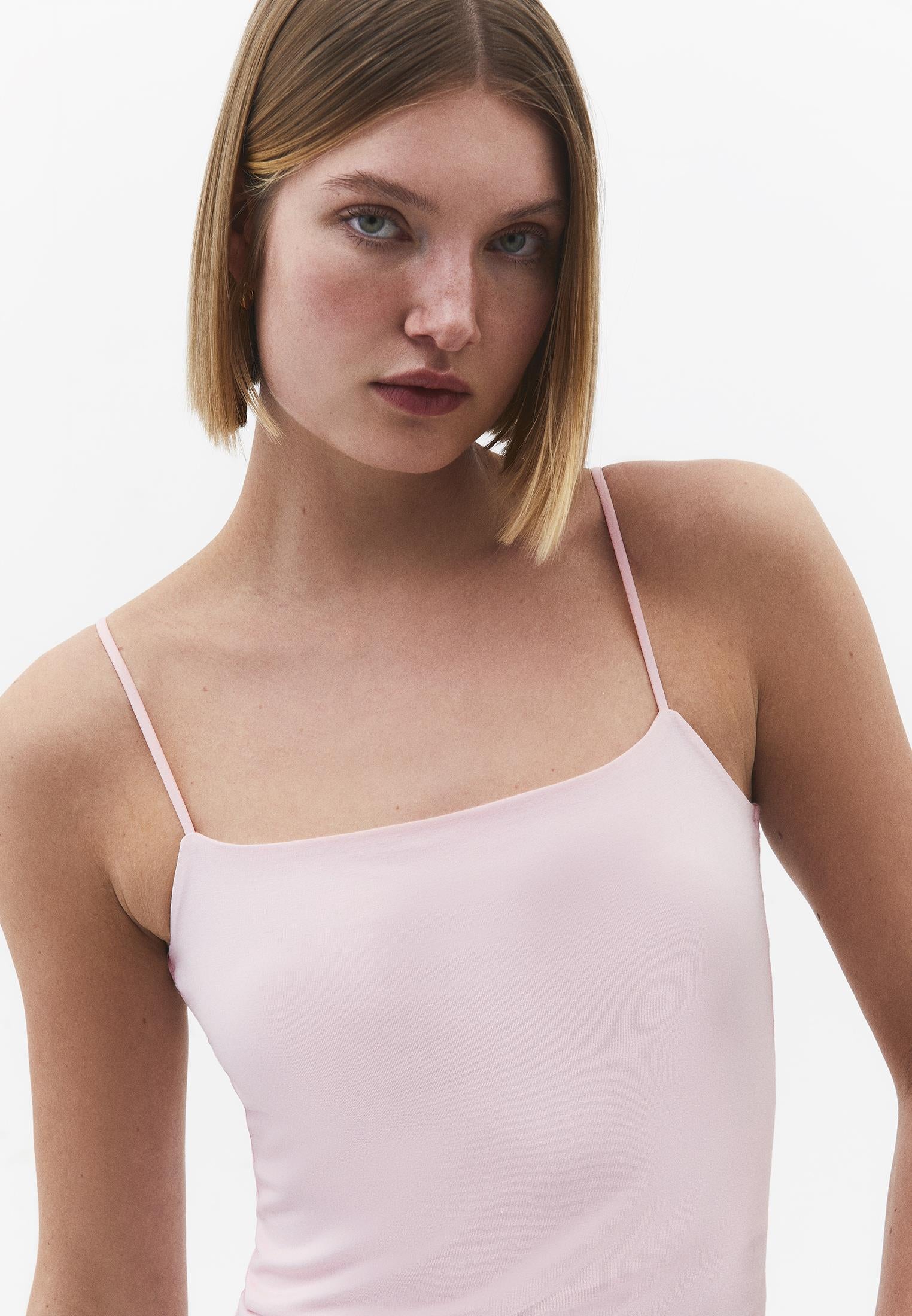 Wide Neck Tank Top - BARELY PINK