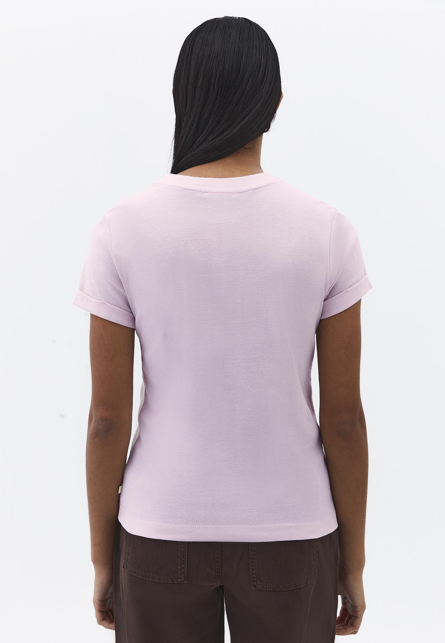 Crew Neck Short Sleeve T-Shirt - BARELY PINK