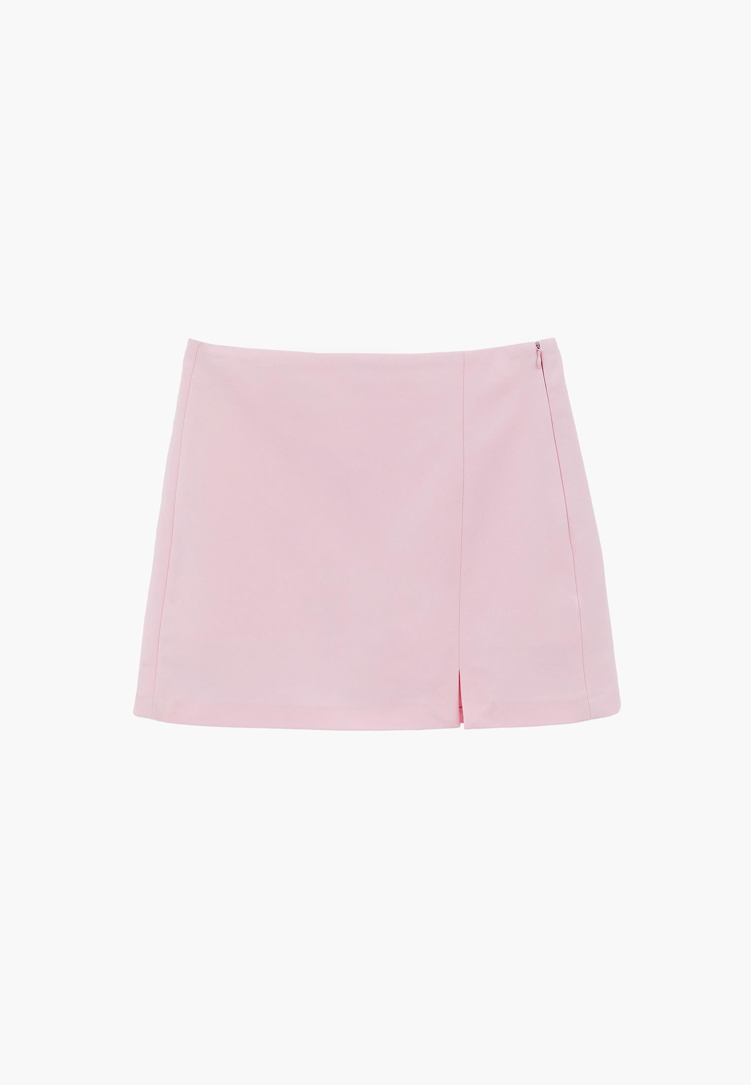 Ultra High Waist Slim Shorts With Zipper Detail - BARELY PINK