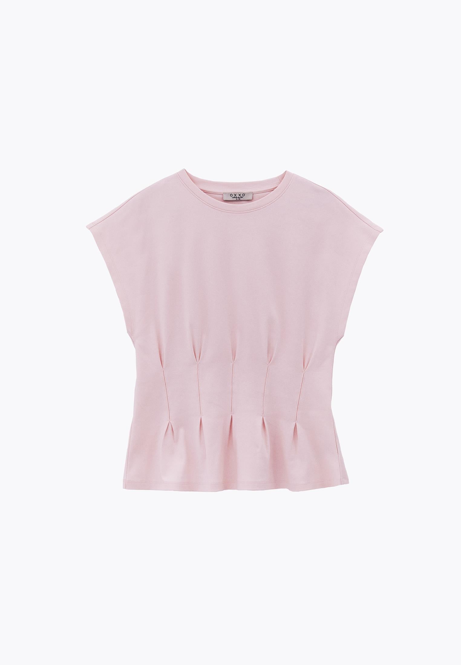 Crew Neck Short Sleeve Standard T-Shirt - BARELY PINK