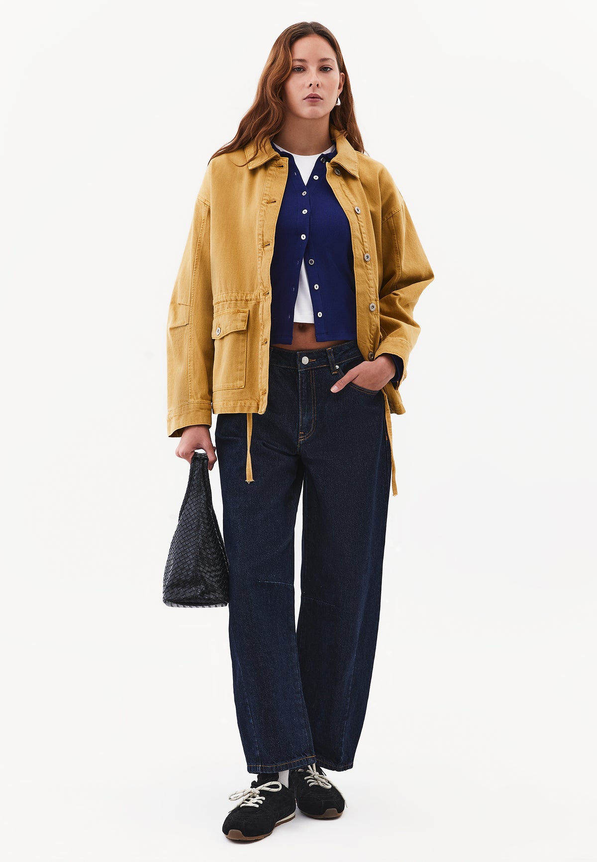 Button Detailed Polo Neck Long Sleeve T-Shirt - BEACON BLUE