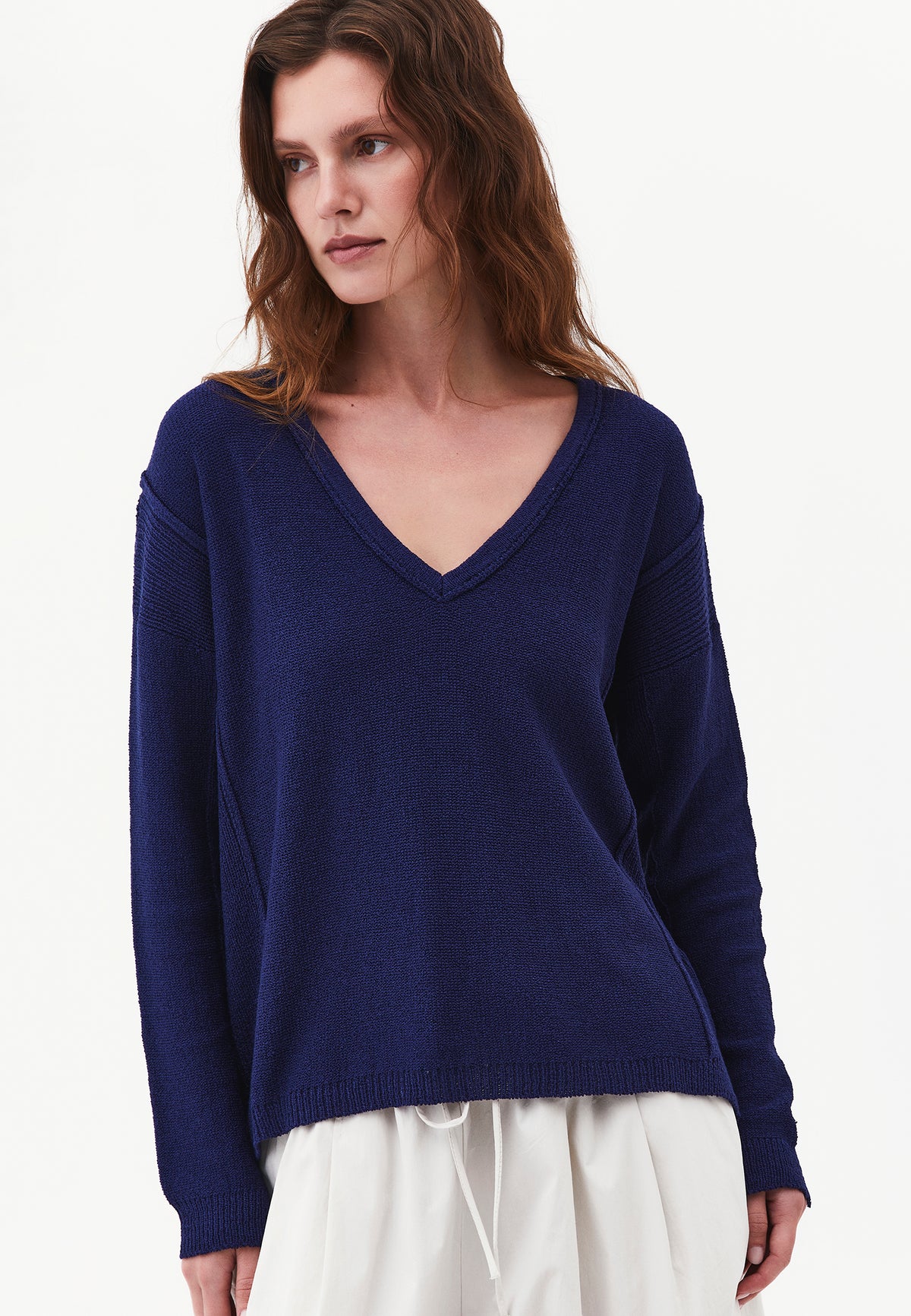 Oversize Tunic Sweater V Neck - BEACON BLUE